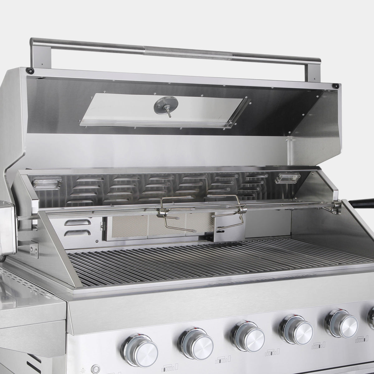 Cosmo Newport 58 in. Stainless Steel Propane Gas Grill with Side Griddle, Infrared Rotisserie and Knob LEDs | COS-GGFN587GSS