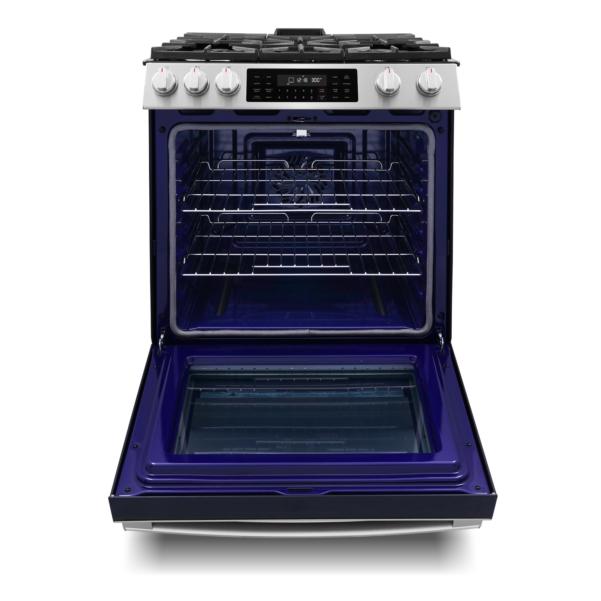 Cosmo Lumin 30 in. 6.1 cu. ft. Stainless Steel Gas Range with Self-Clean, Air Fry and Storage Drawer | COS-GRC305KTD