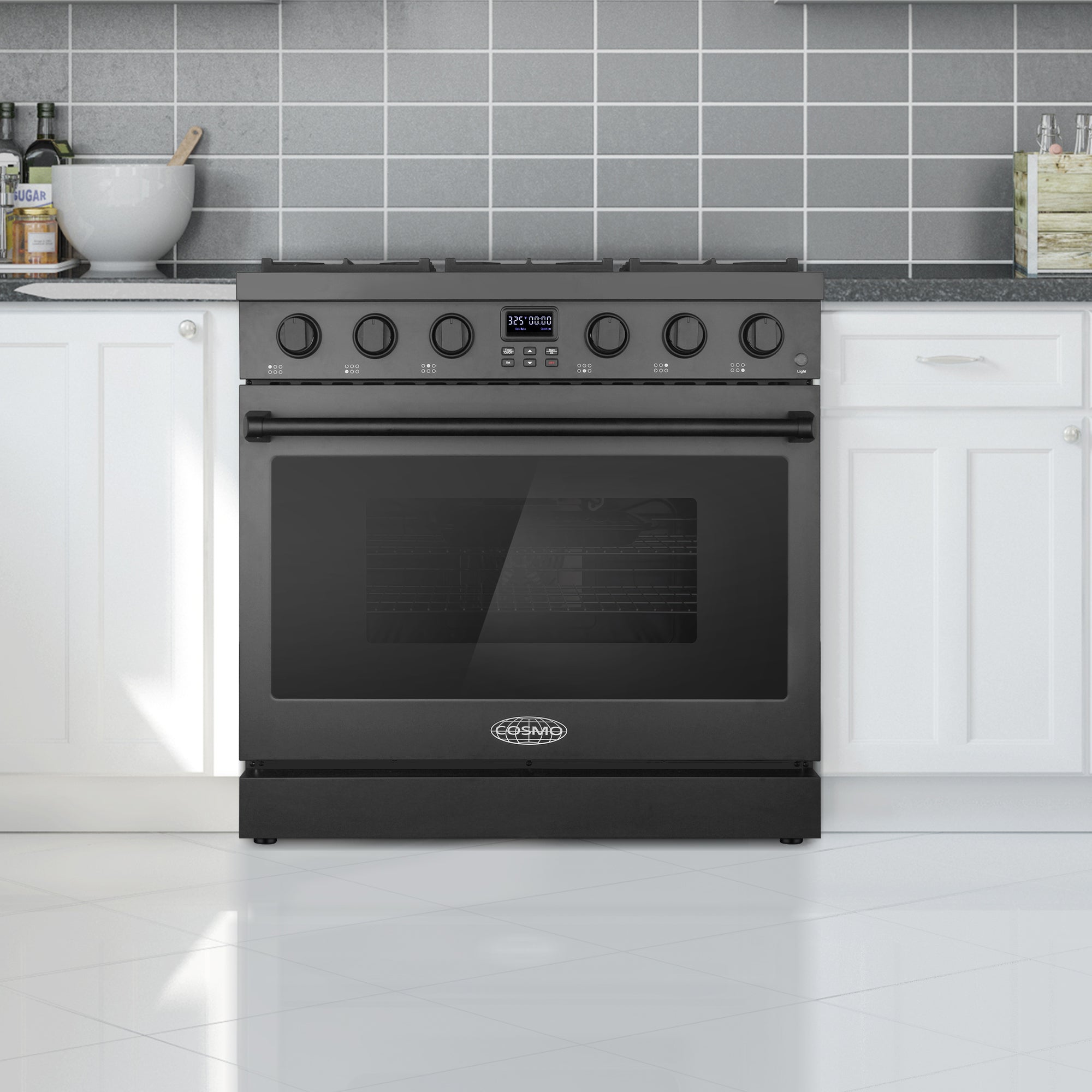 Cosmo Lumin 36 in. 6.0 cu. ft. 6-Burner Black Gas Range | COS-GRC366KB-BK
