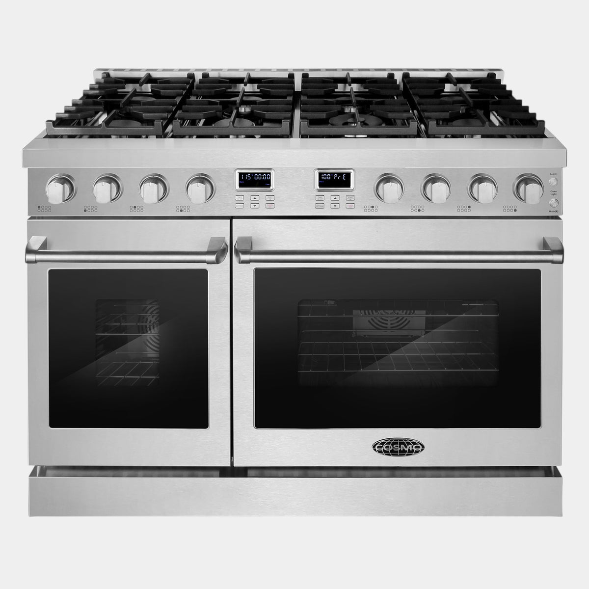 Cosmo Lumin 48 in. 7.4 cu. ft. Stainless Steel Gas Range with 8 Burners, Convection and Cast Iron Grates | COS-GRC488KB