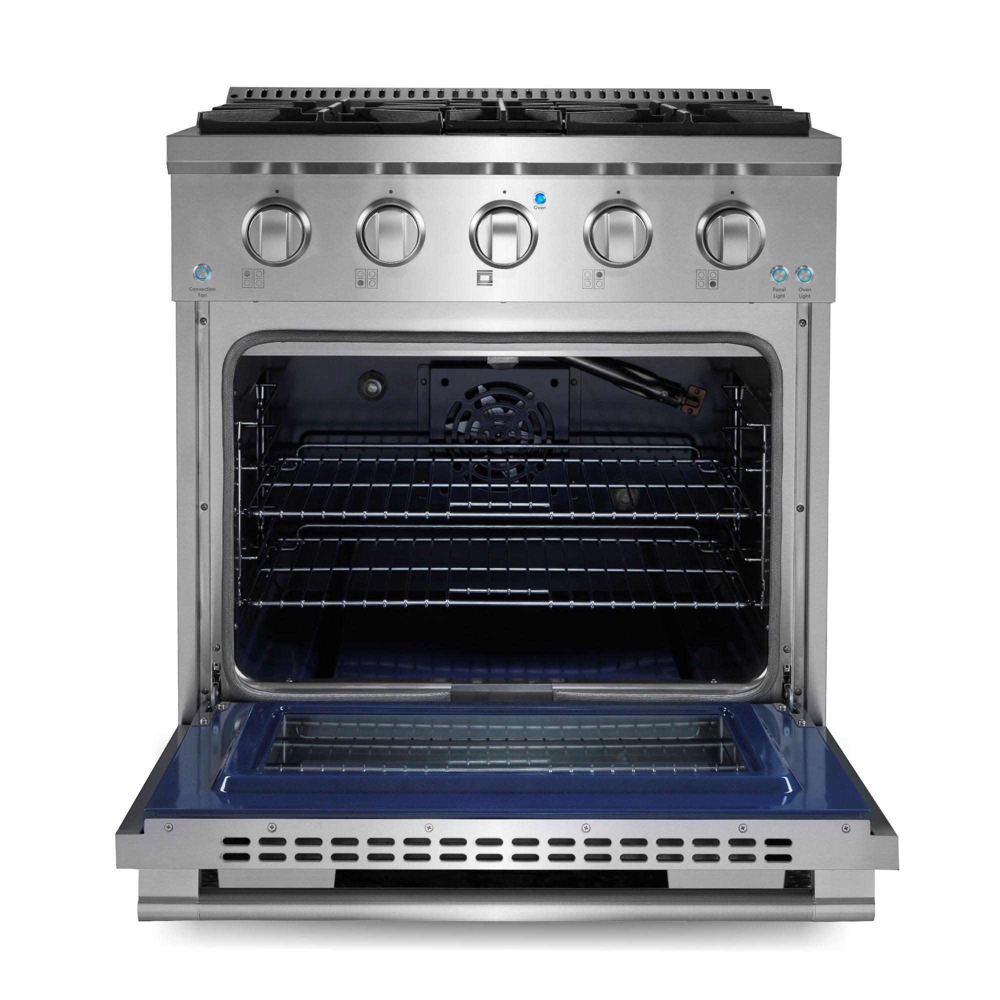 Cosmo Vista 30 in. 4.3 cu. ft. 4-Burner Stainless Steel Gas Range with LED Panel | COS-GRP304