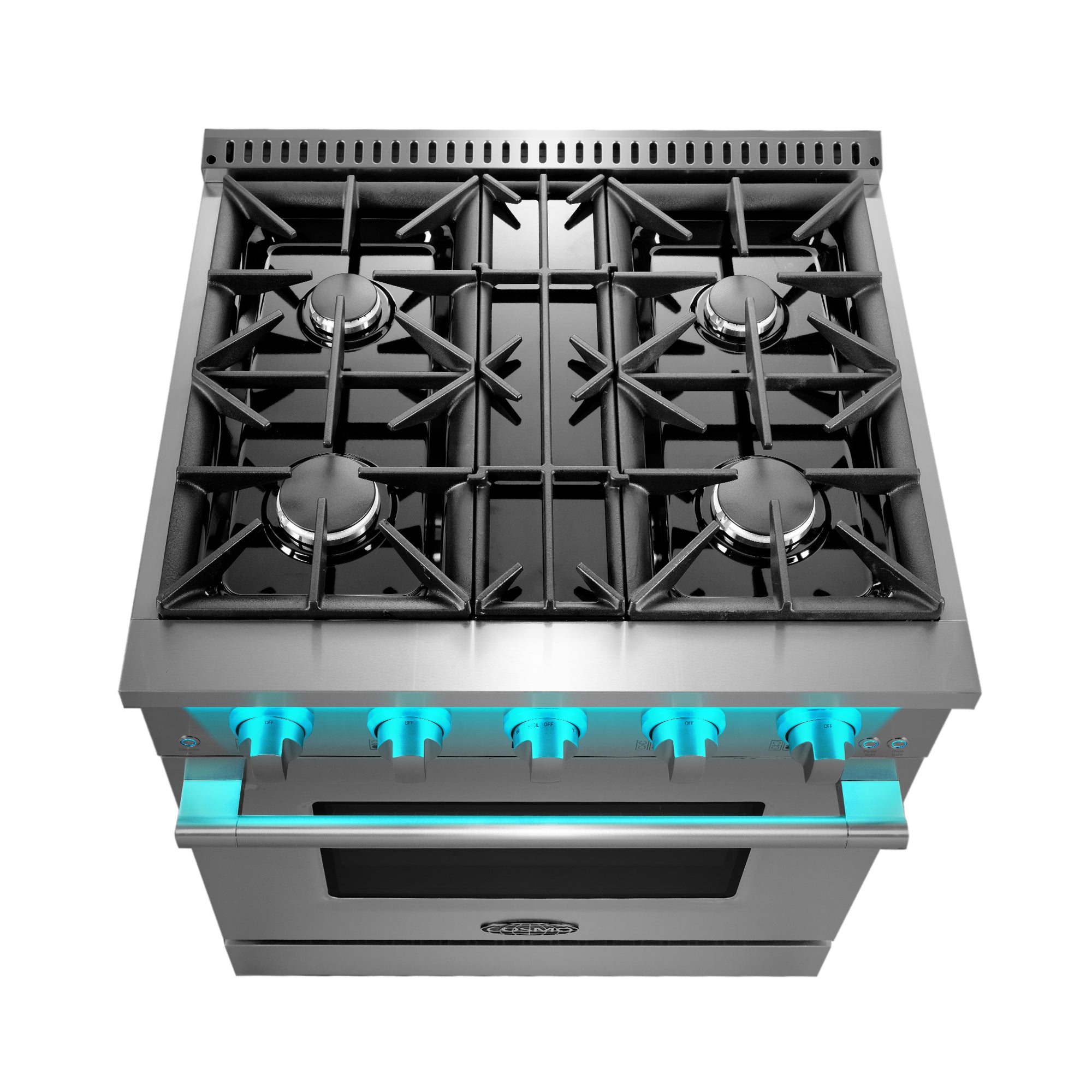 Cosmo Vista 30 in. 4.3 cu. ft. 4-Burner Stainless Steel Gas Range with LED Panel | COS-GRP304