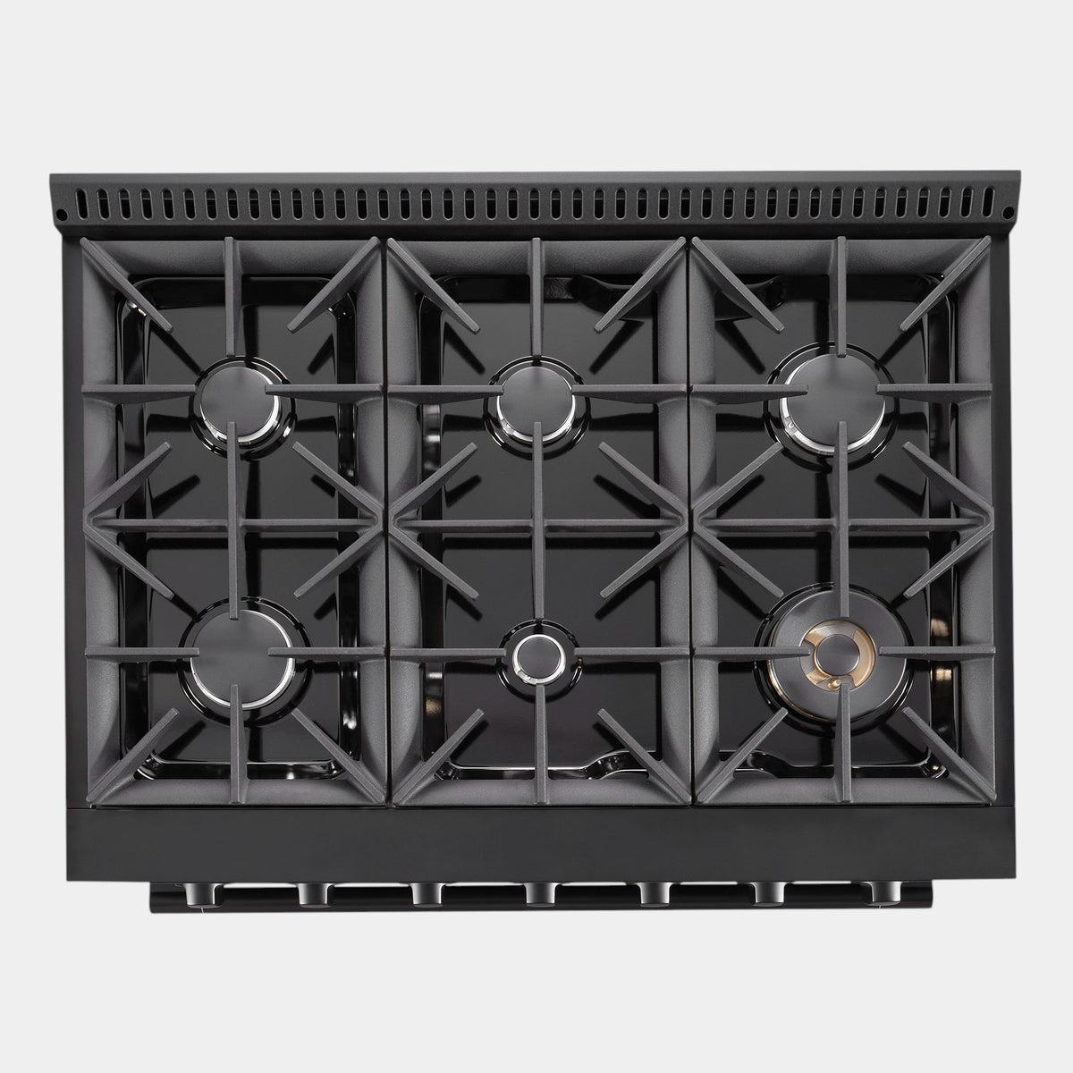 Cosmo Vista 36 in. 5.4 cu. ft. Black Gas Range with 6 Burners, Convection and LED Light Panel | COS-GRP366-BK