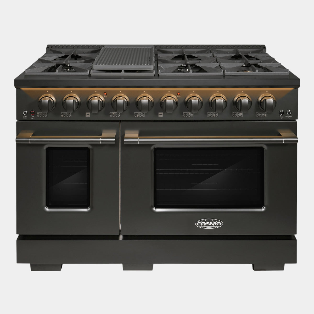 Cosmo Vista 48 in. 6.6 cu. ft. Black Gas Range with 8 Burners, LED Panel and Cast Iron Grates | COS-GRP486G-BK