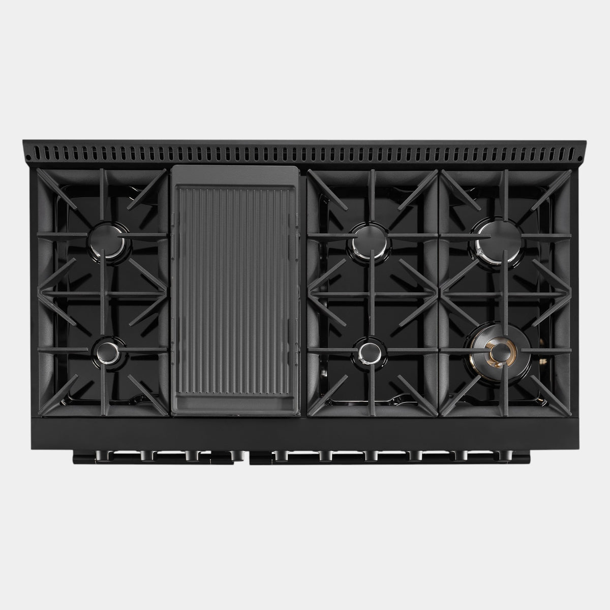 Cosmo Vista 48 in. 6.6 cu. ft. Black Gas Range with 8 Burners, LED Panel and Cast Iron Grates | COS-GRP486G-BK