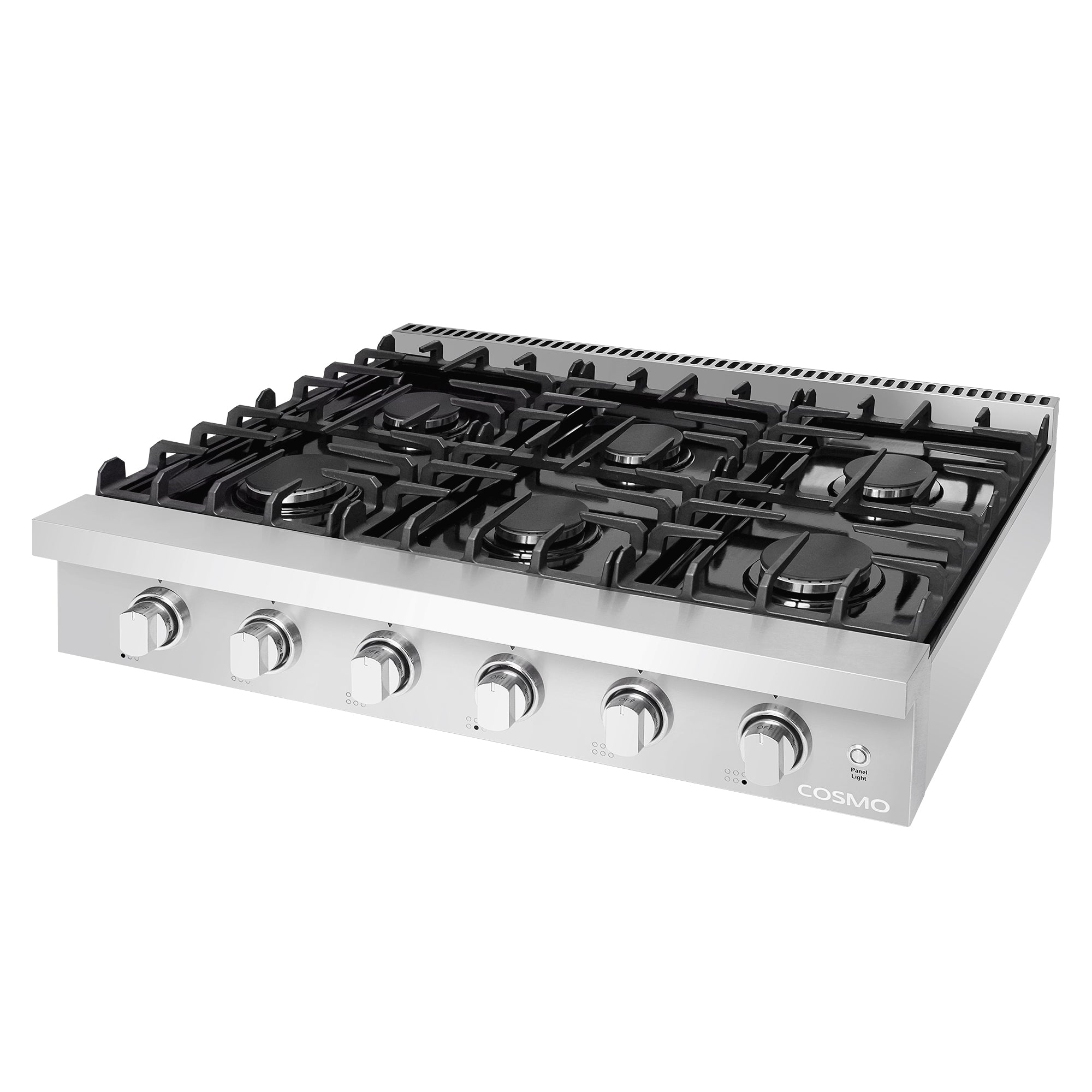 Cosmo 36 in. Slide-In Counter Stainless Steel Gas Rangetop with 6 Burners | COS-GRT366