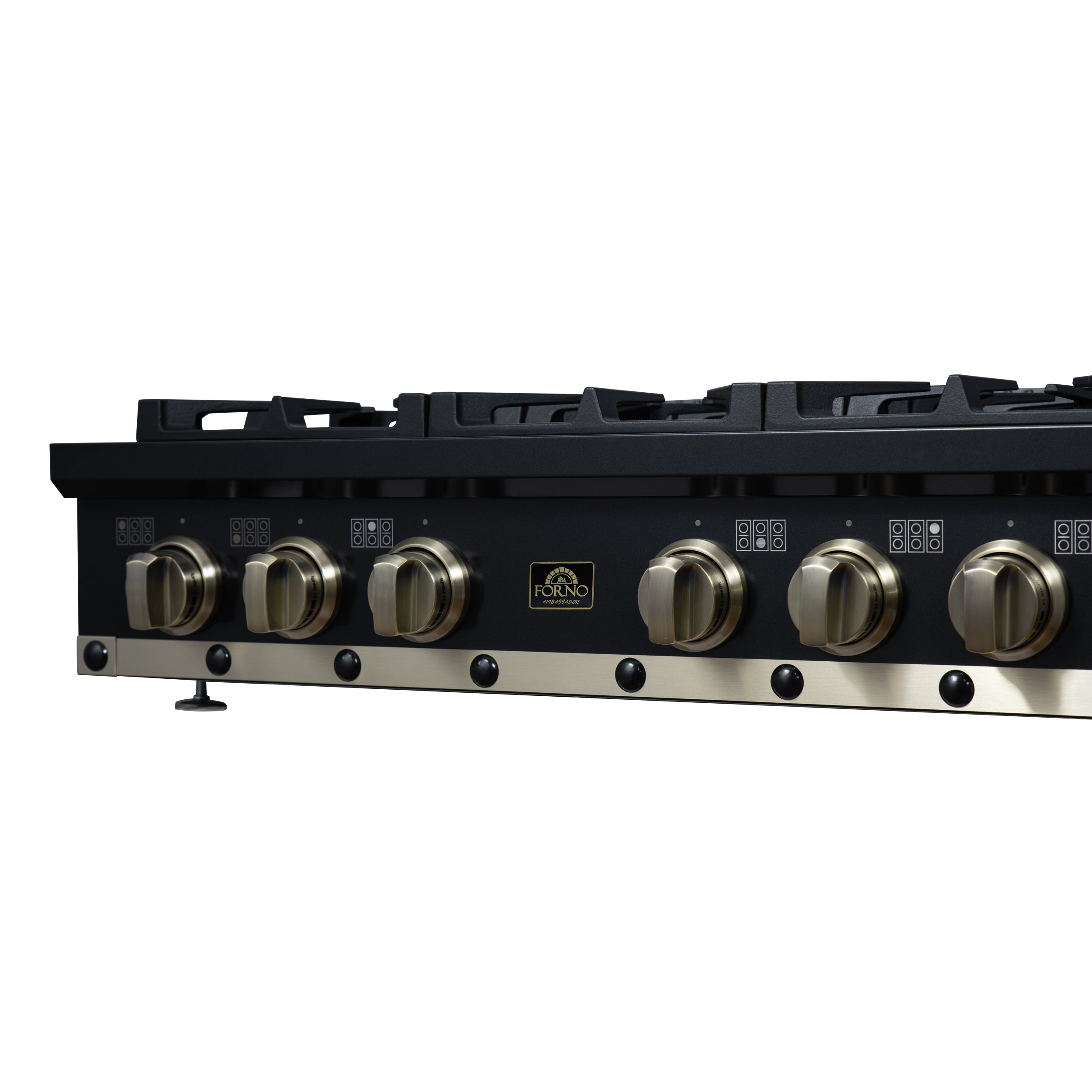 Forno Valente 36 in. Black Gas Rangetop with 6 Sealed Burners and Cast Iron Grates | FCTGS5799-36CPBLK