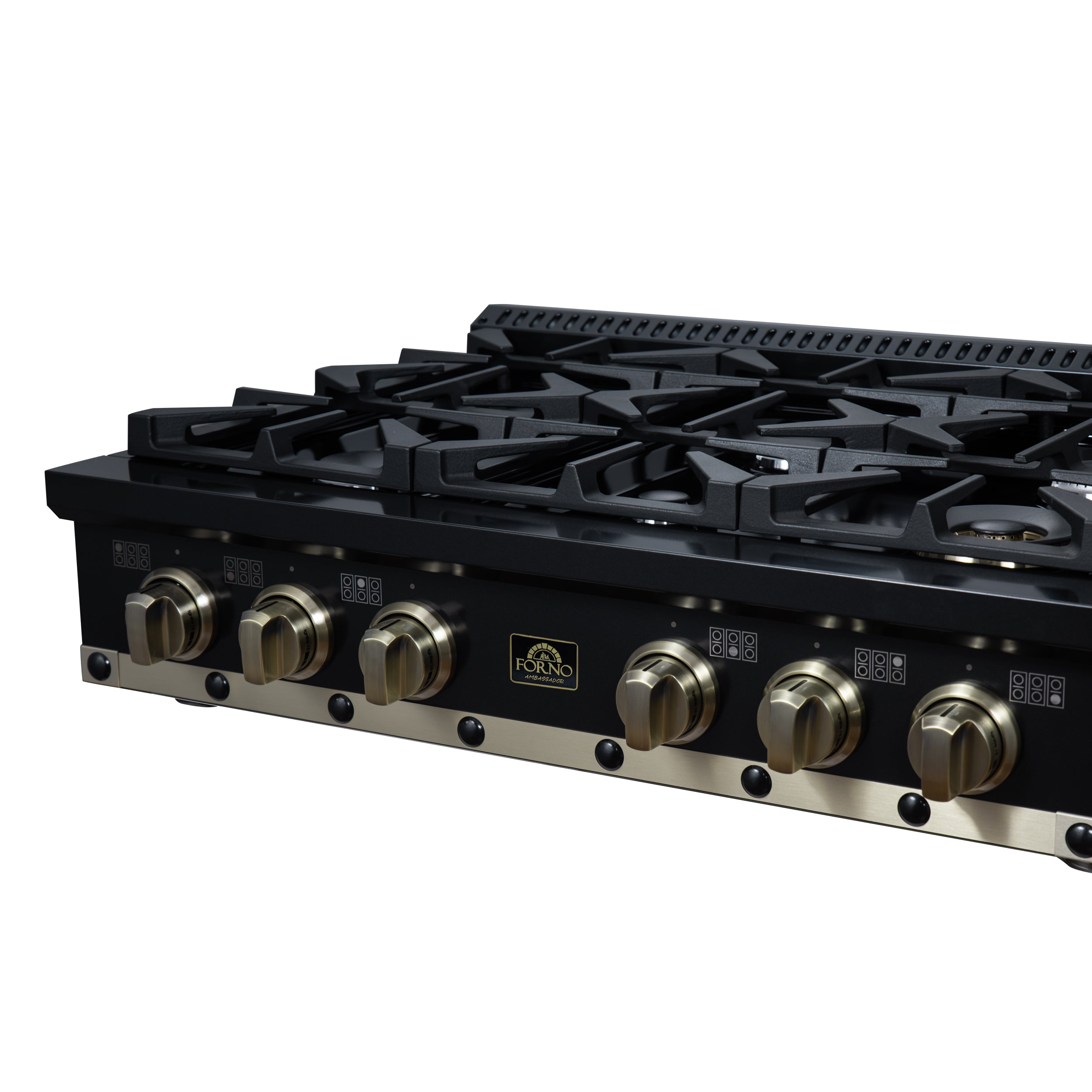 Forno Valente 36 in. Black Gas Rangetop with 6 Sealed Burners and Cast Iron Grates | FCTGS5799-36CPBLK