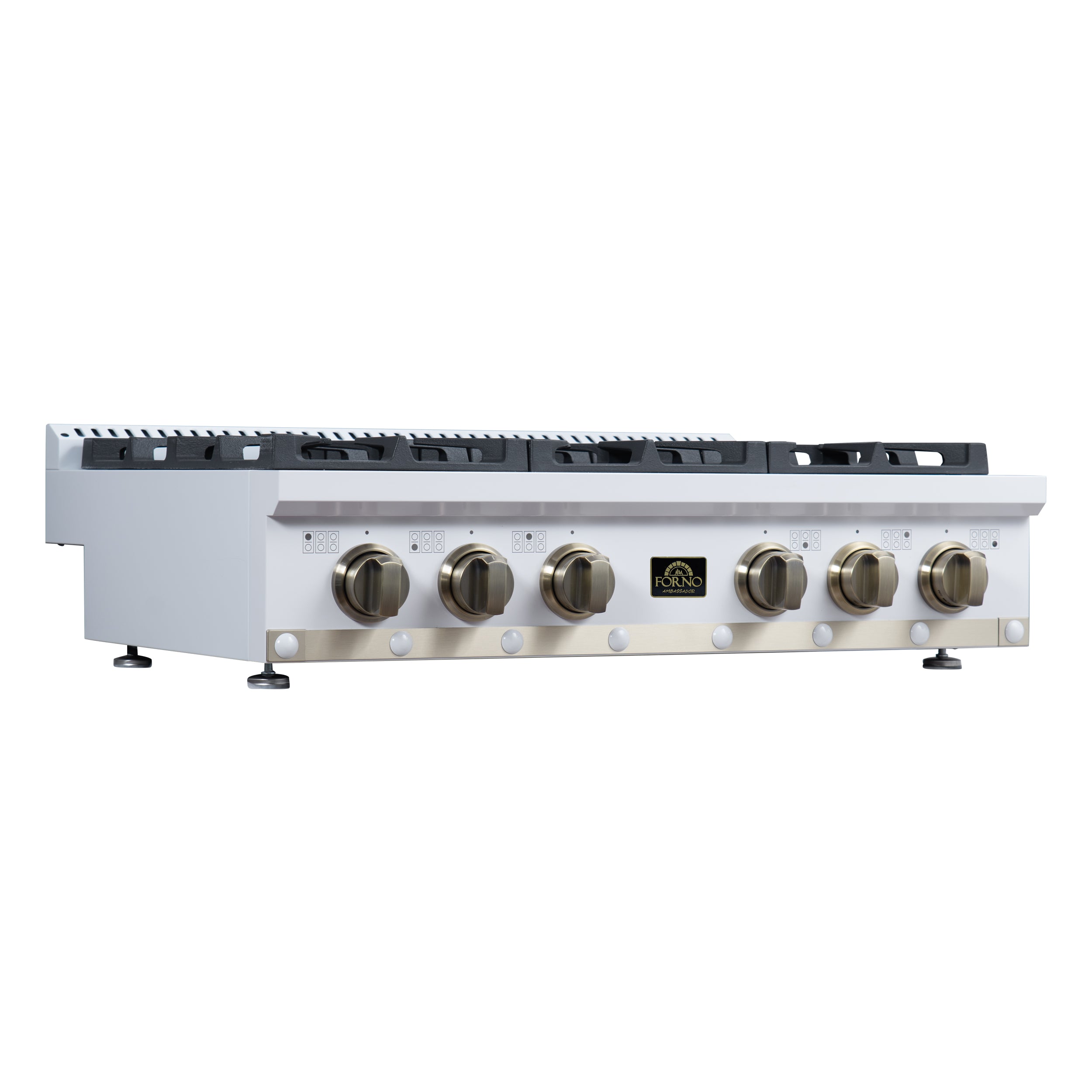 Forno Valente 36 in. White Gas Rangetop with 6 Sealed Burners and Cast Iron Grates | FCTGS5799-36CPWHT