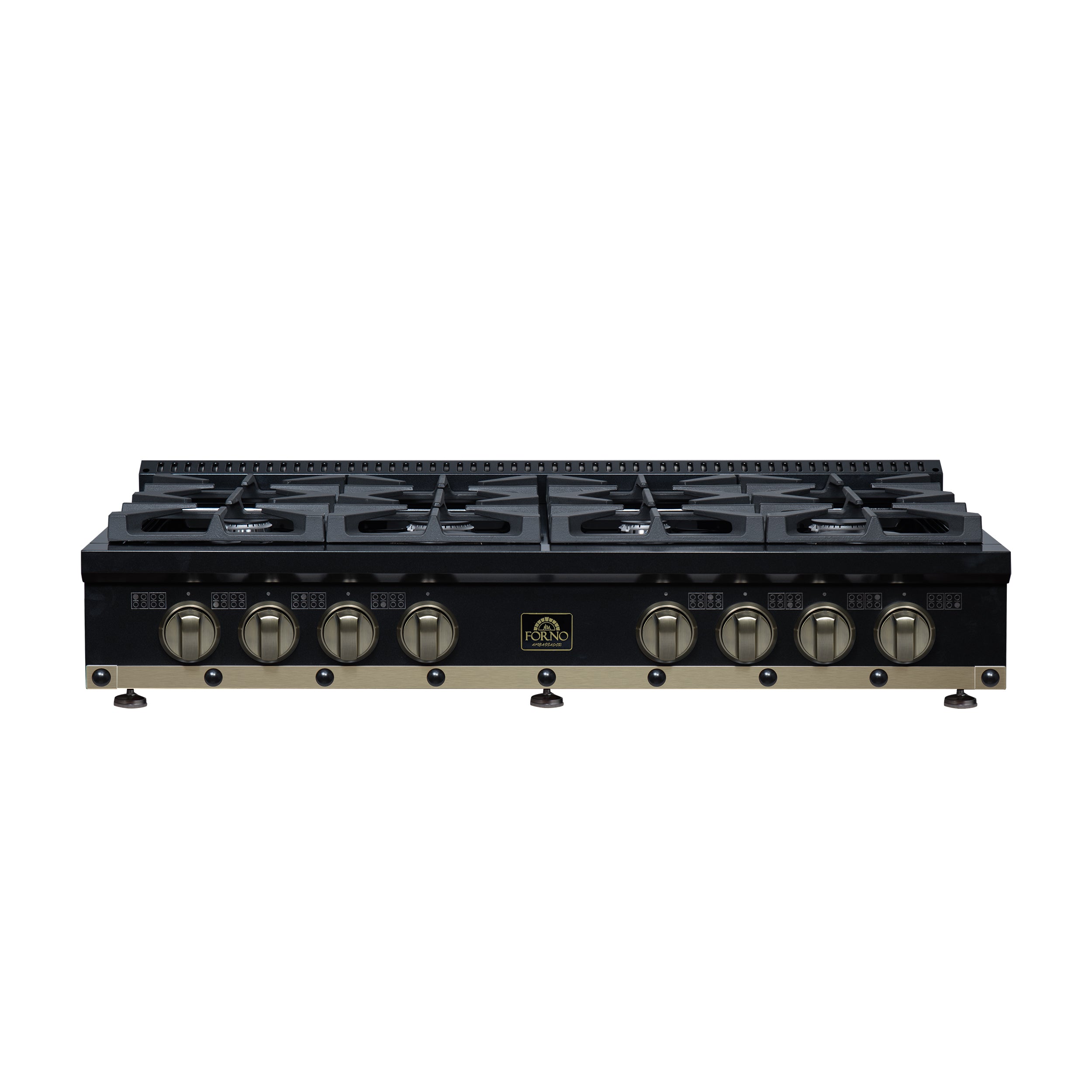 Forno Valente 48 in. Black Gas Rangetop with 8 Sealed Burners and Cast Iron Grates | FCTGS5799-48CPBLK