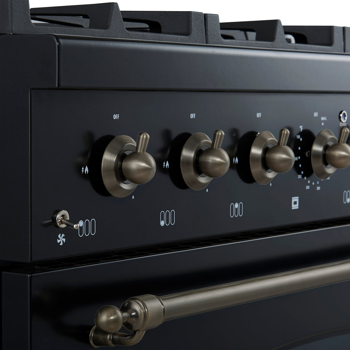 Forno Antico 36 in. 4.5 cu. ft. 6-Burner Black Gas Range with Antique Brass Accents | FFSGS6219-36BLK