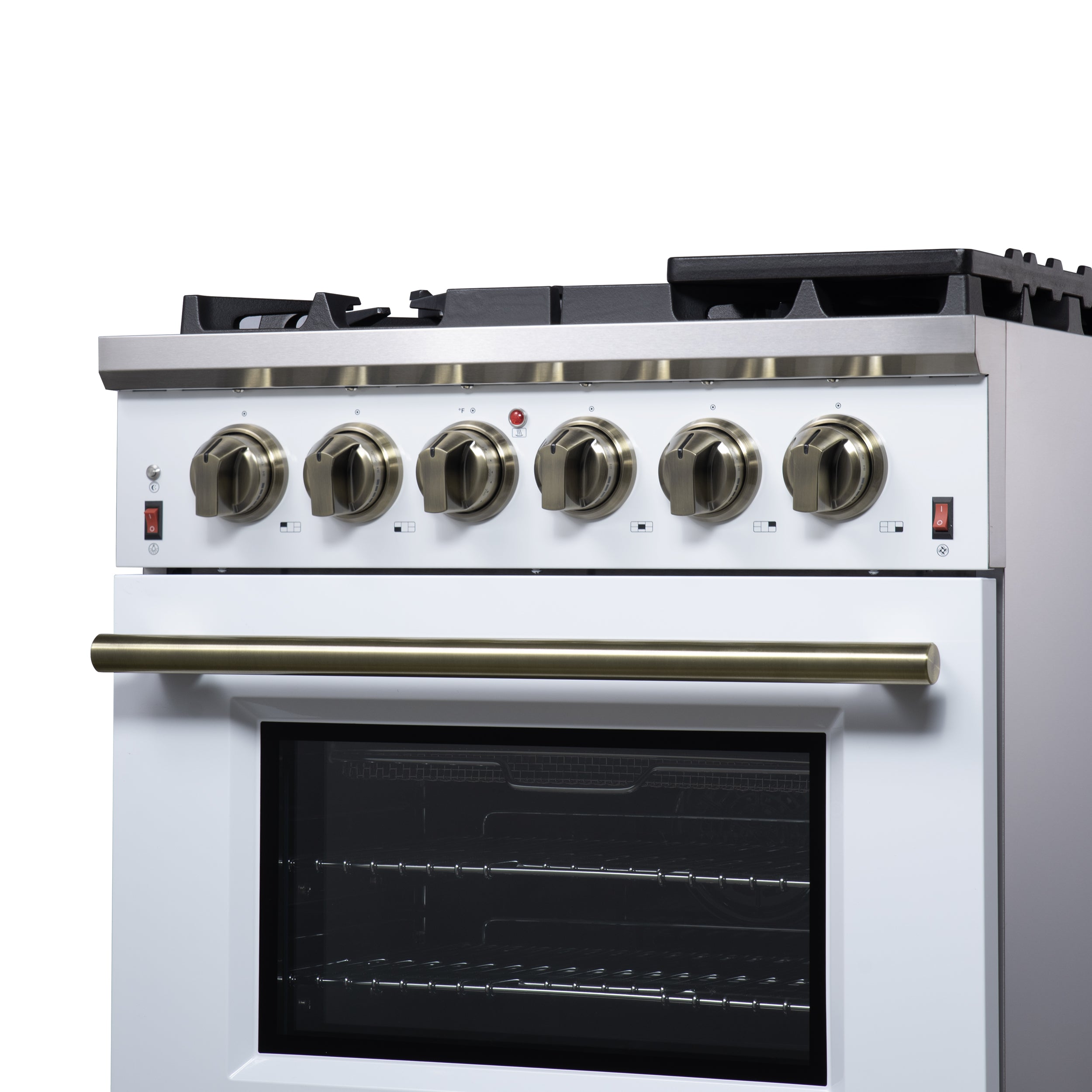 Forno Massimo 30 in. 4.32 cu. ft. 5-Burner White Gas Range with Antique Brass Accents | FFSGS6239-30WHT
