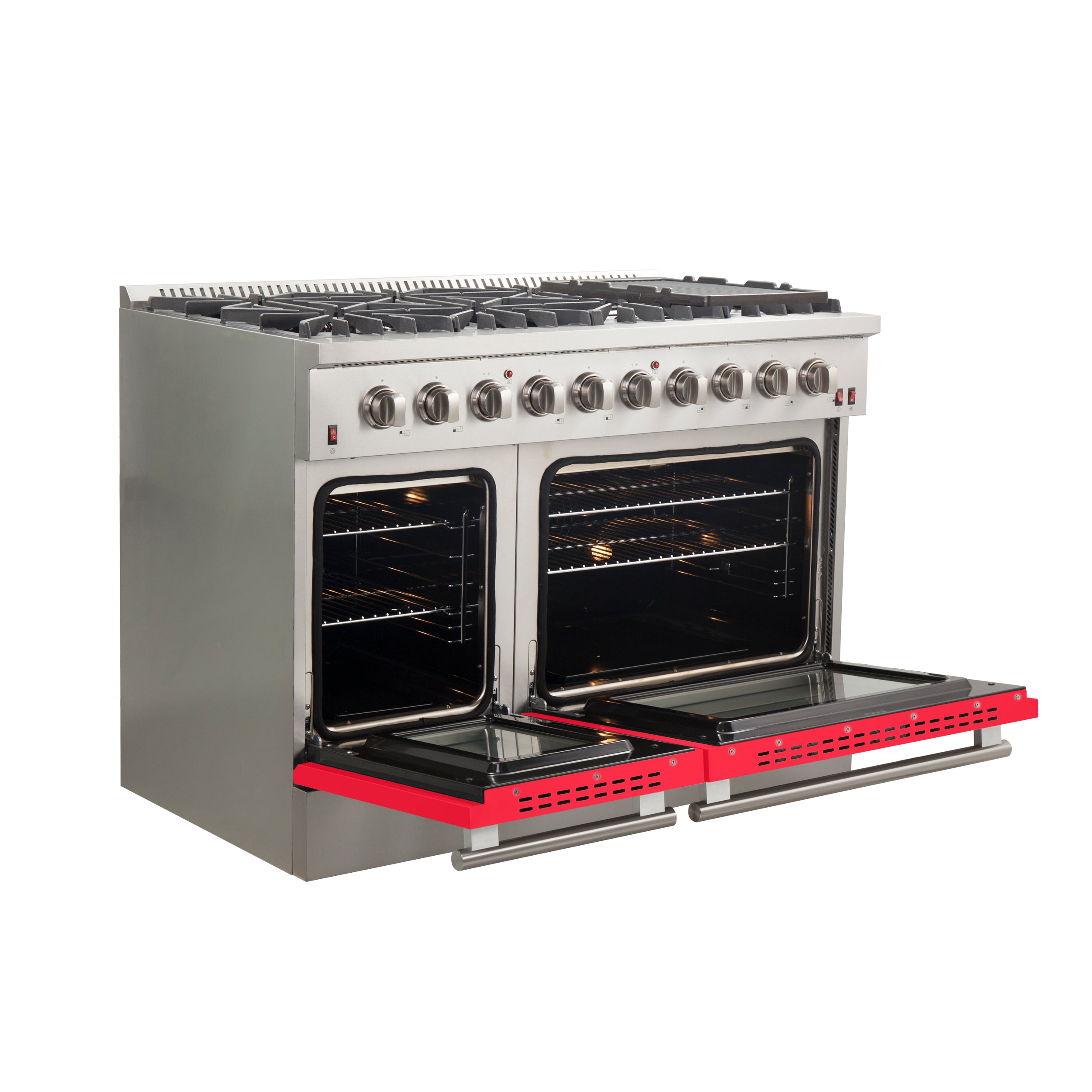 Forno Galiano 48 in. 6.58 cu. ft. 8-Burner Red Gas Range | FFSGS6244-48RED