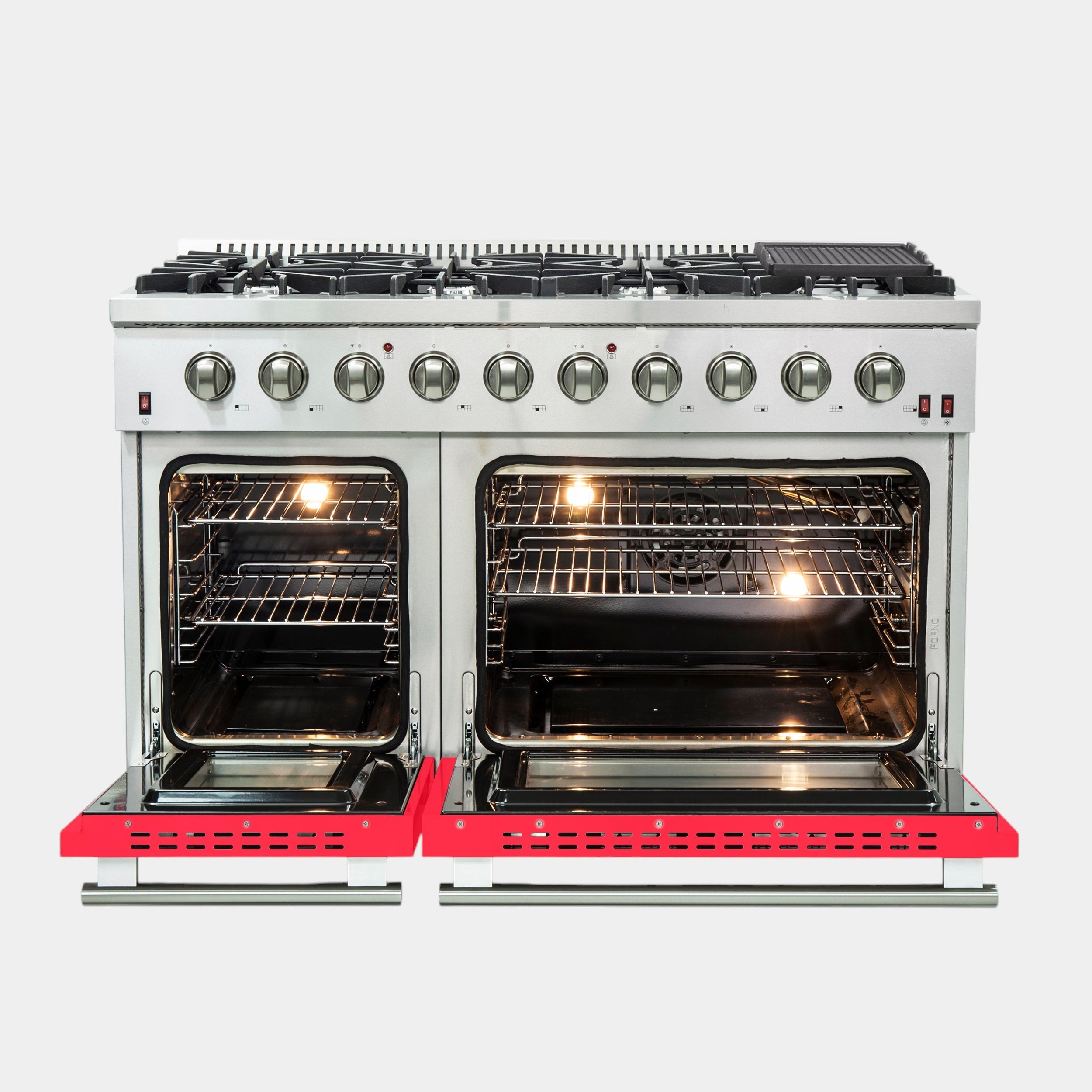 Forno Galiano 48 in. 6.58 cu. ft. 8-Burner Red Gas Range | FFSGS6244-48RED