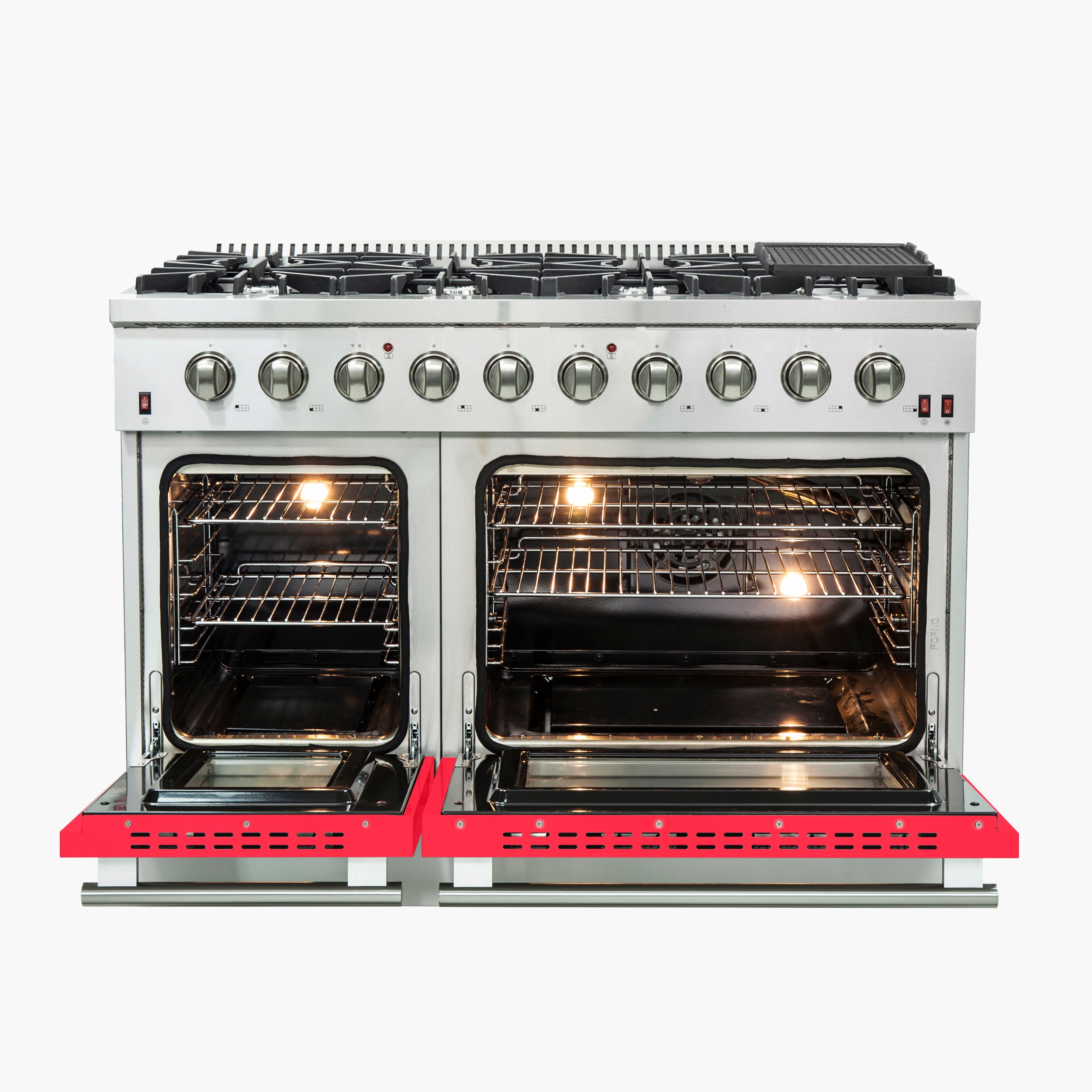 Forno Galiano 48 in. 6.58 cu. ft. 8-Burner Red Gas Range | FFSGS6244-48RED