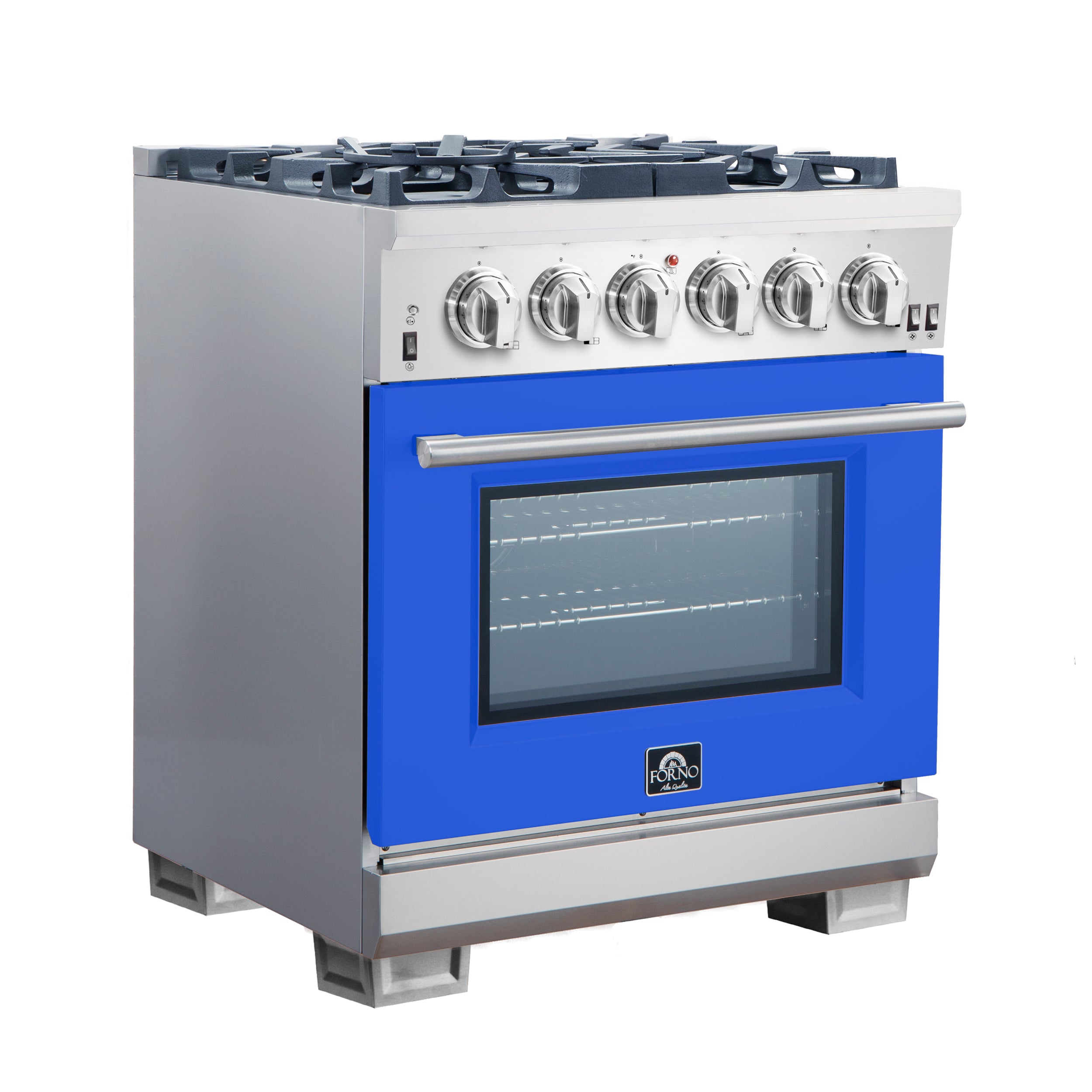 Forno Capriasca 30 in. 4.32 cu. ft. 5-burner Blue Gas Range with Brass Burners | FFSGS6260-30BLU
