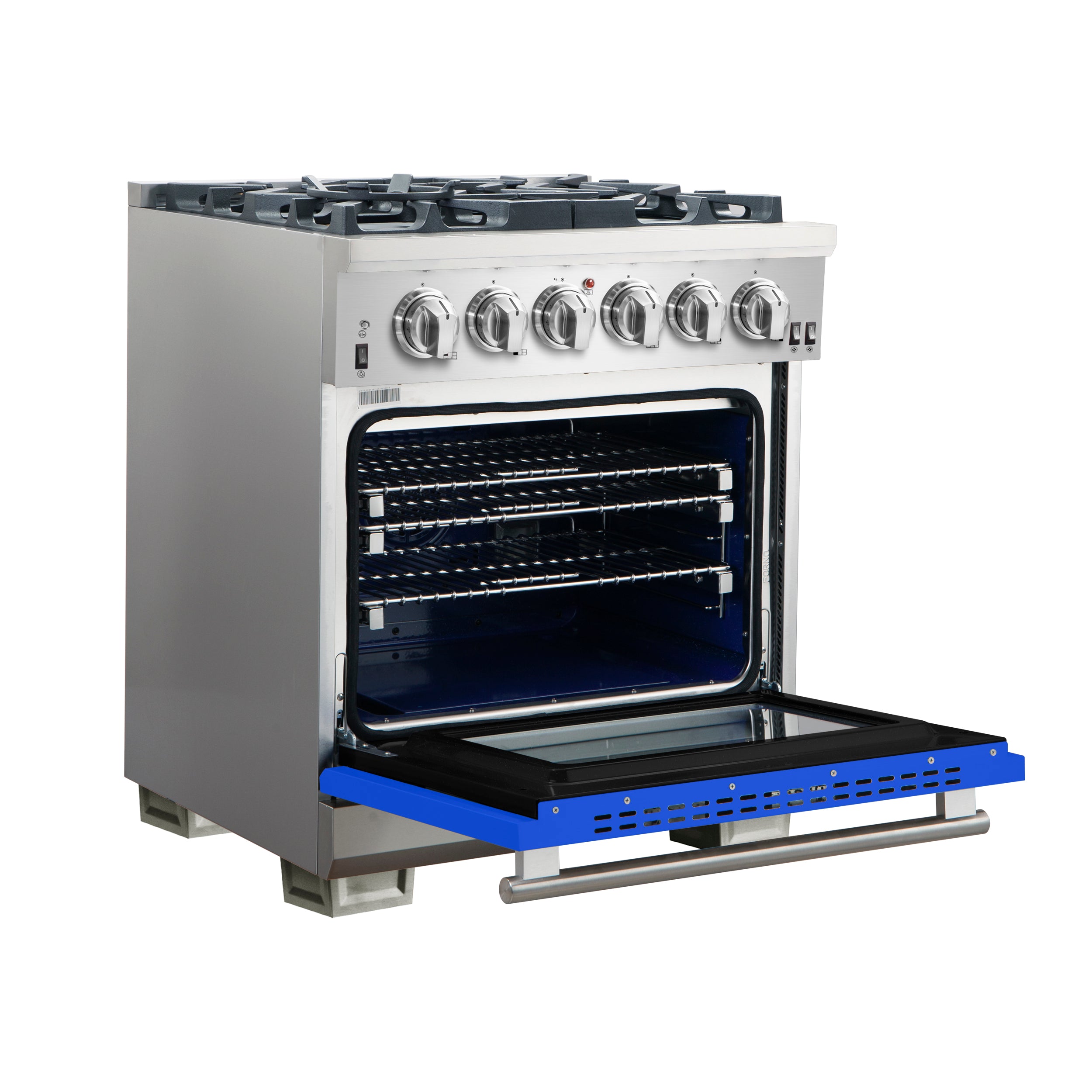 Forno Capriasca 30 in. 4.32 cu. ft. 5-burner Blue Gas Range with Brass Burners | FFSGS6260-30BLU