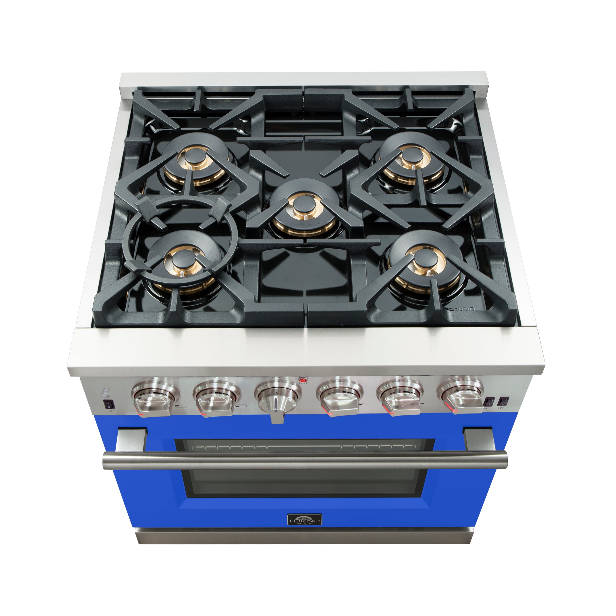 Forno Capriasca 30 in. 4.32 cu. ft. 5-burner Blue Gas Range with Brass Burners | FFSGS6260-30BLU