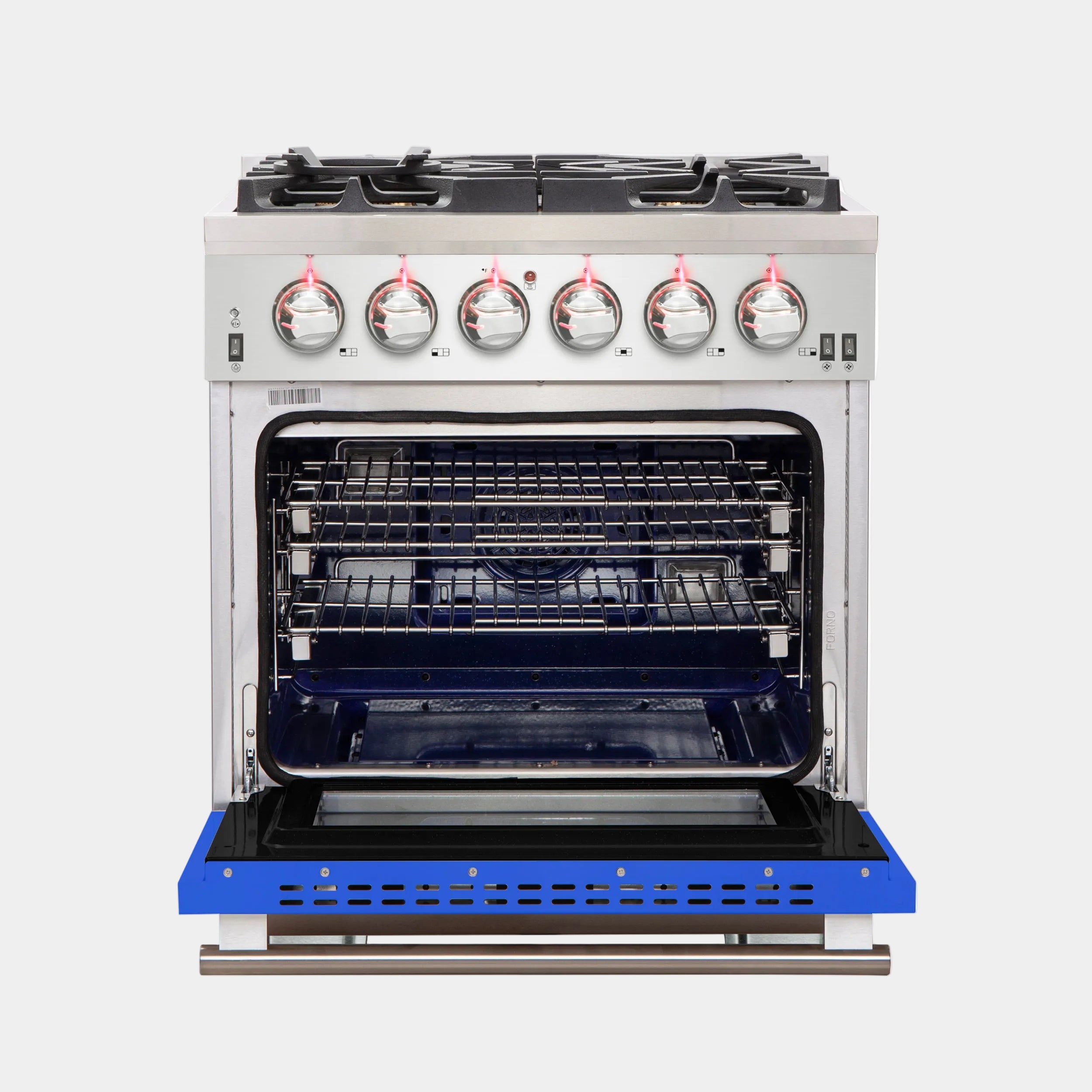 Forno Capriasca 30 in. 4.32 cu. ft. 5-burner Blue Gas Range with Brass Burners | FFSGS6260-30BLU