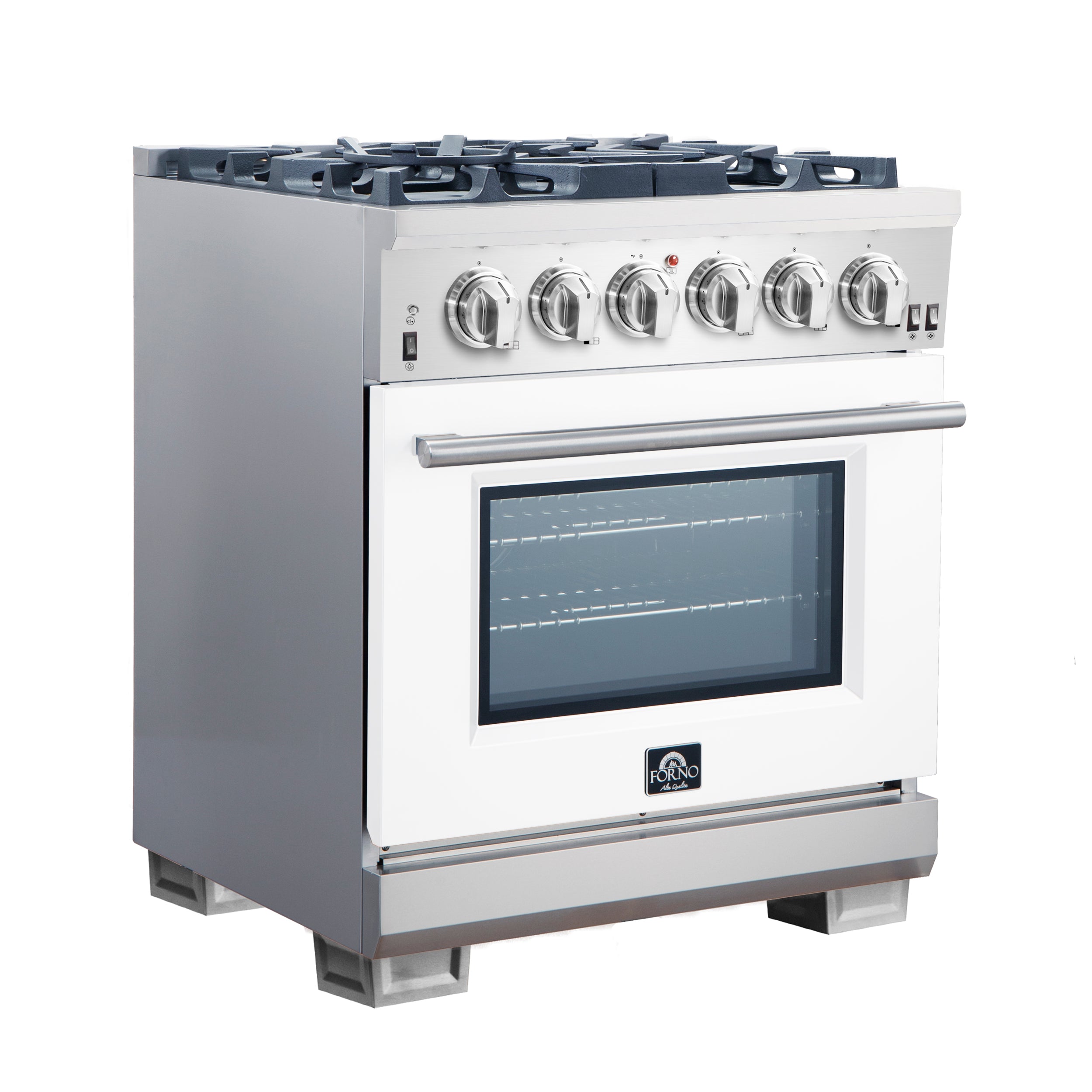 Forno Capriasca 30 in. 4.32 cu. ft. 5-burner White Gas Range with Brass Burners 4.32 cu. ft. | FFSGS6260-30WHT