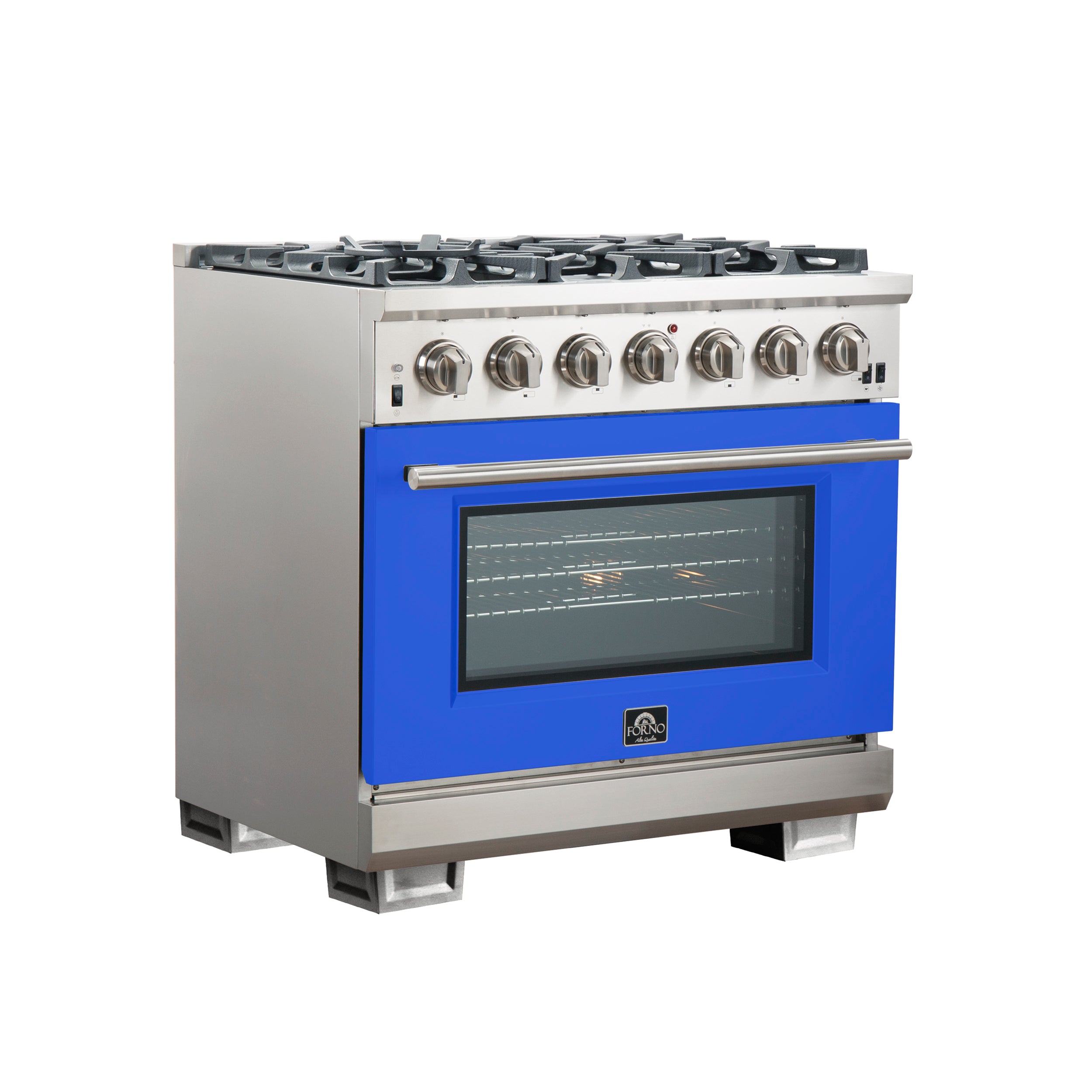 Forno Capriasca 36 In. 5.36 cu. ft. 6-burner Blue Gas Range with Brass Burners 5.36 cu. ft. | FFSGS6260-36BLU