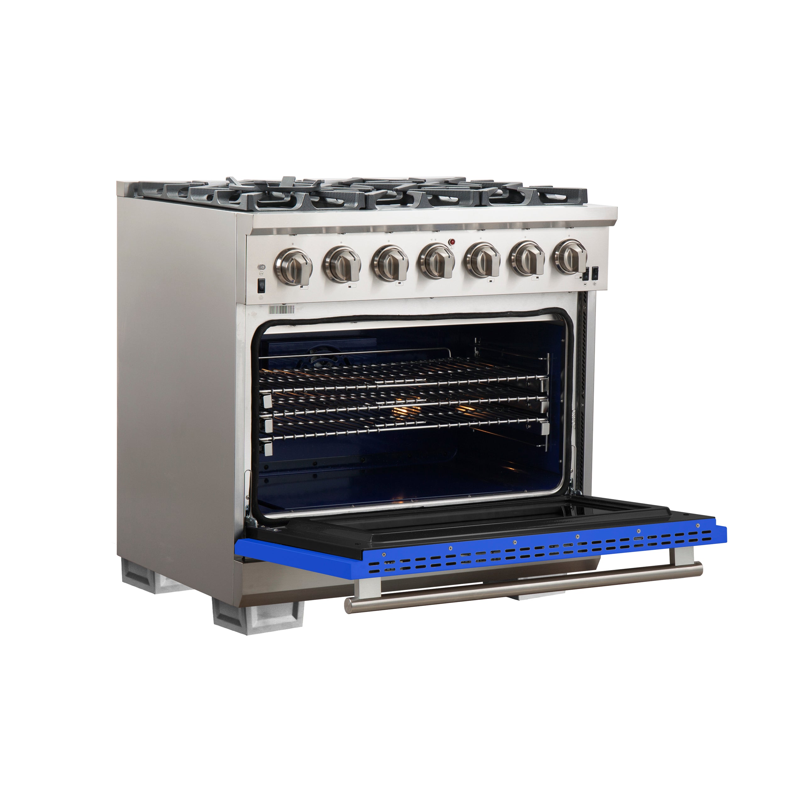 Forno Capriasca 36 In. 5.36 cu. ft. 6-burner Blue Gas Range with Brass Burners 5.36 cu. ft. | FFSGS6260-36BLU