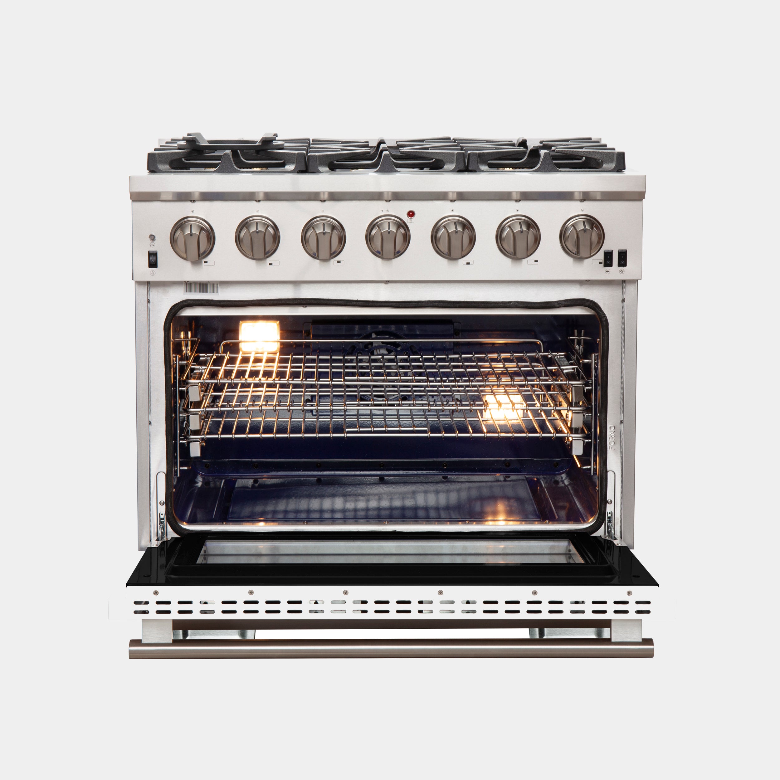 Forno Capriasca 36 In. 5.36 cu. ft. 6-burner White Gas Range with Brass Burners | FFSGS6260-36WHT