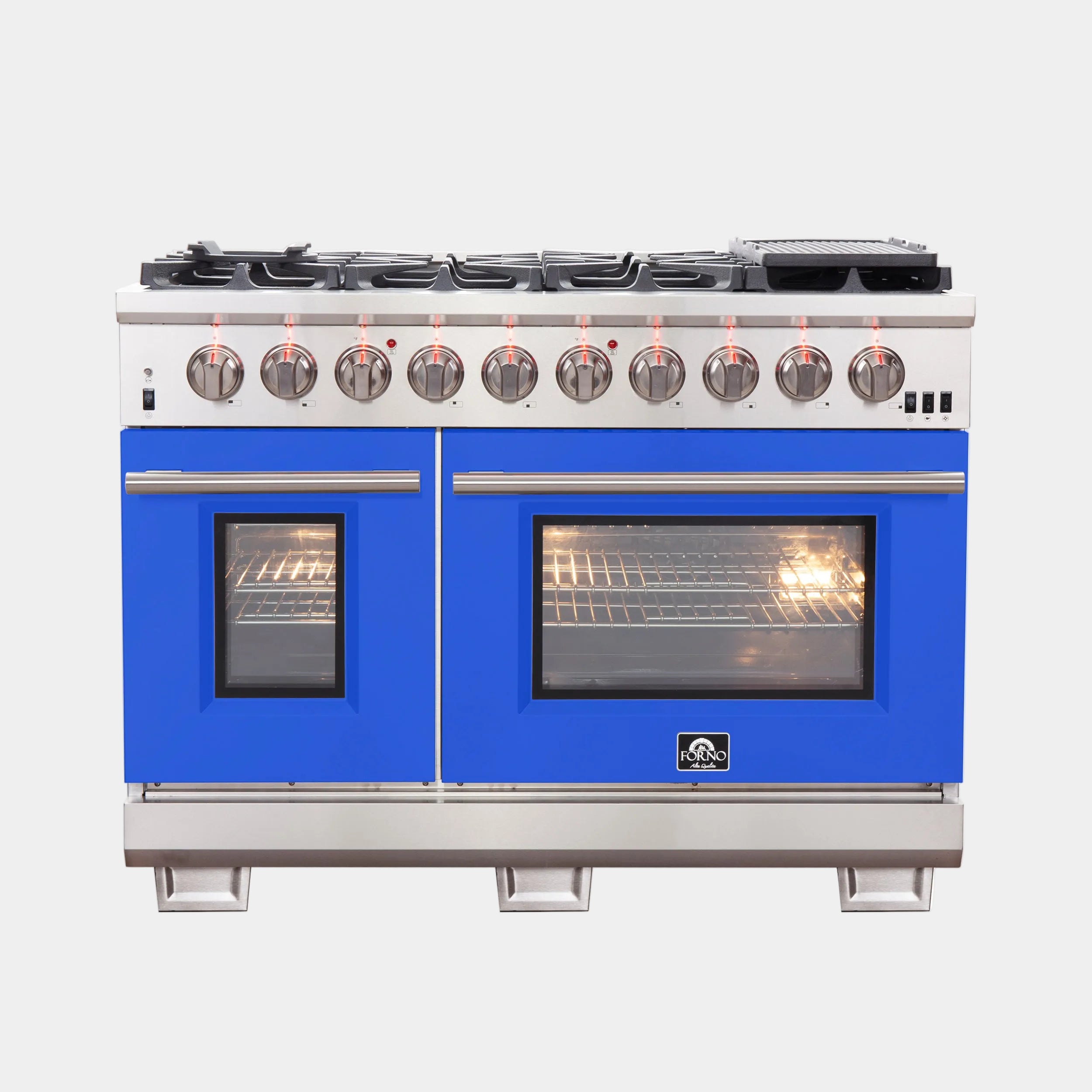 Forno Capriasca 48 in. 6.58 cu. ft. 8-burner Blue Gas Range with Brass Burners | FFSGS6260-48BLU