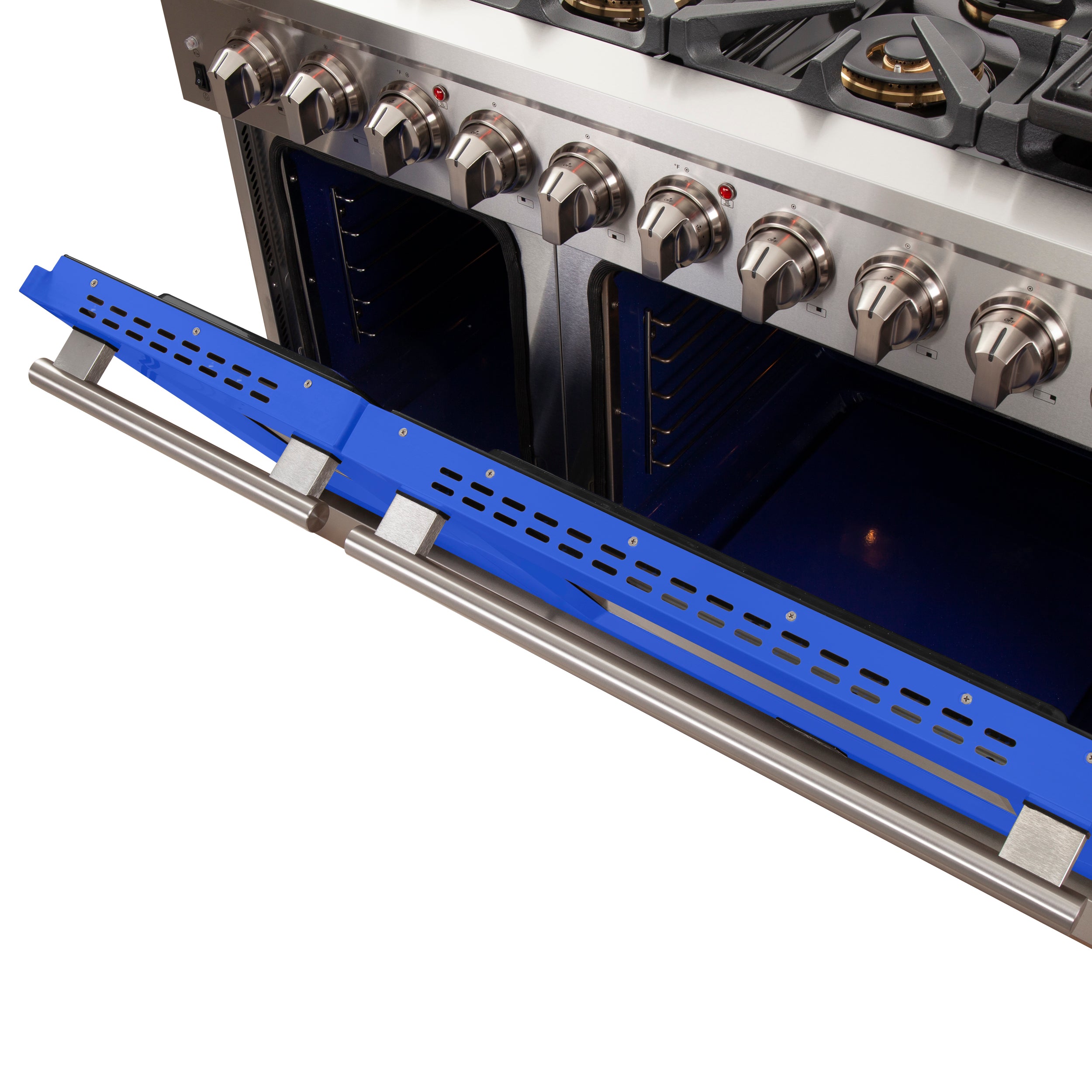 Forno Capriasca 48 in. 6.58 cu. ft. 8-burner Blue Gas Range with Brass Burners | FFSGS6260-48BLU