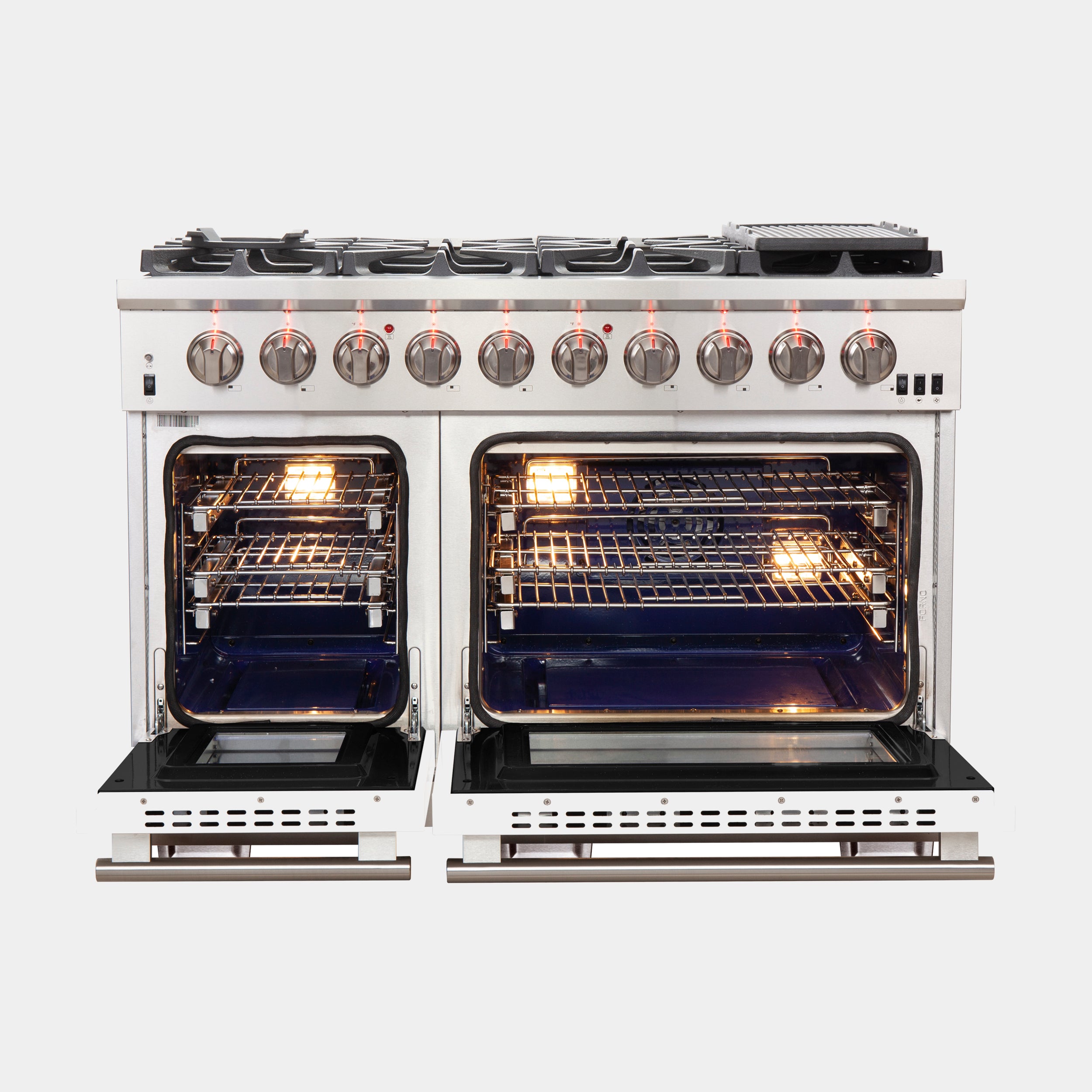 Forno Capriasca 48 in. 6.58 cu. ft. 8-burner White Gas Range with Brass Burners | FFSGS6260-48WHT