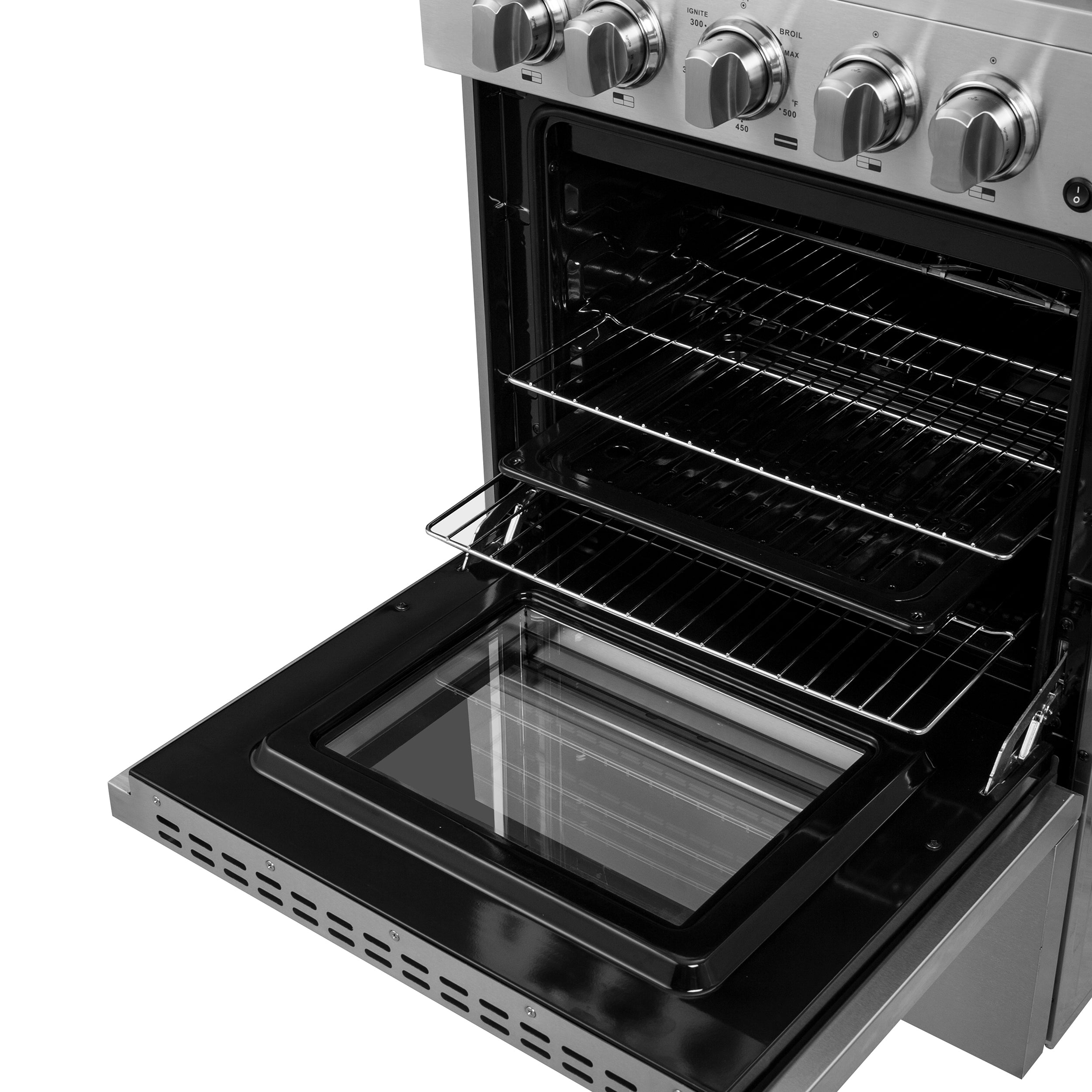 Forno Breno 24 in. 2.3 cu.ft. Stainless Steel Gas Range with 4 Burners, Air Fry Kit and Storage Drawer | FFSGS6272-24