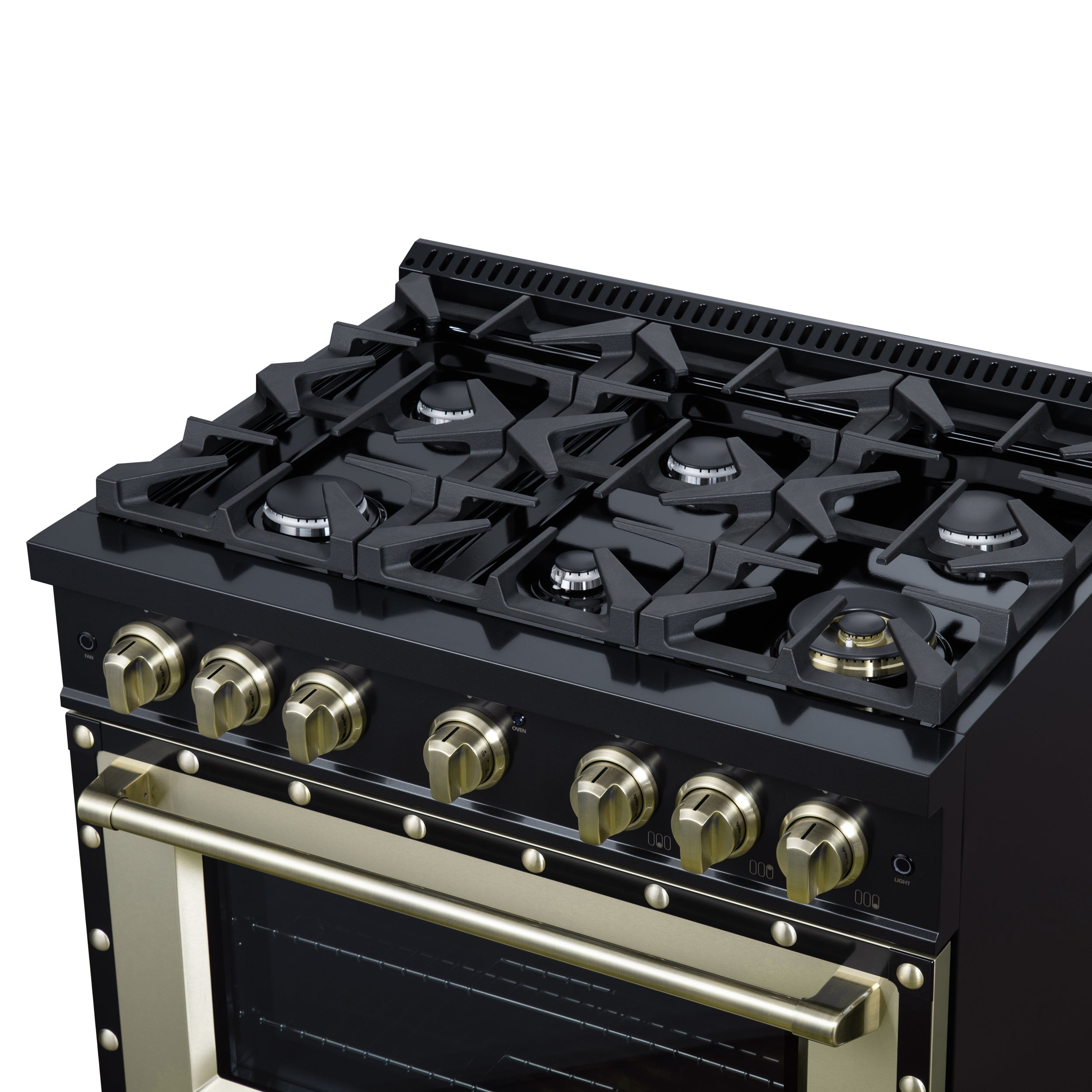 Forno Valente 36 in. 5.2 Cu.ft. Black Gas Range with 6 Sealed Burners and Air Fry | FFSGS6299-36CPBLK