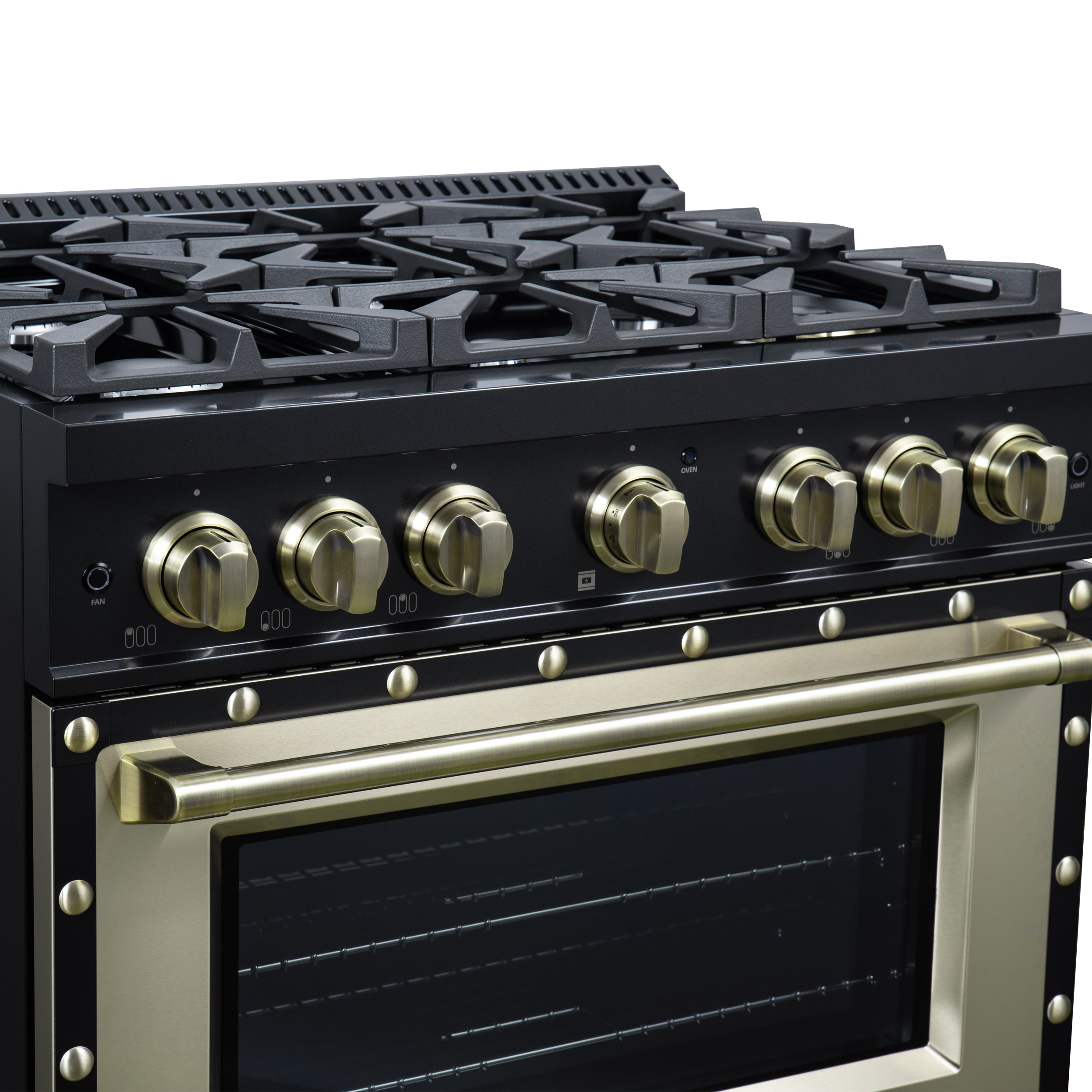 Forno Valente 36 in. 5.2 Cu.ft. Black Gas Range with 6 Sealed Burners and Air Fry | FFSGS6299-36CPBLK