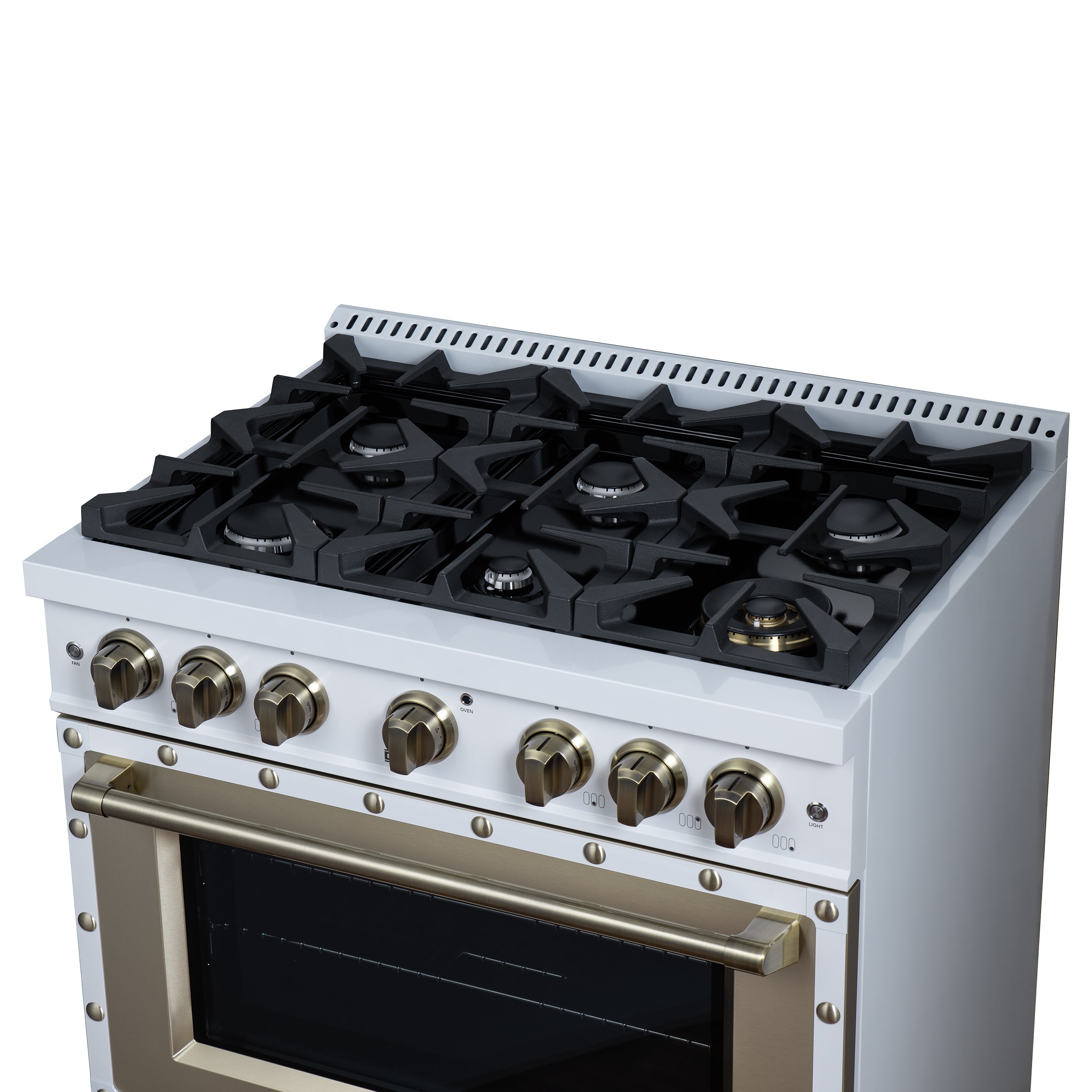 Forno Valente 36 in. 5.2 Cu.ft. White Gas Range with 6 Sealed Burners and Air Fry | FFSGS6299-36CPWHT