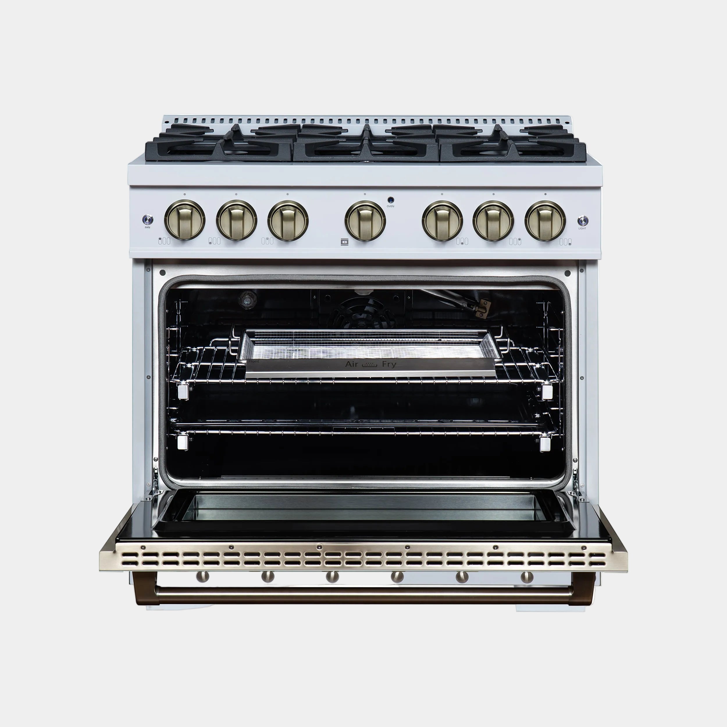 Forno Valente 36 in. 5.2 Cu.ft. White Gas Range with 6 Sealed Burners and Air Fry | FFSGS6299-36CPWHT