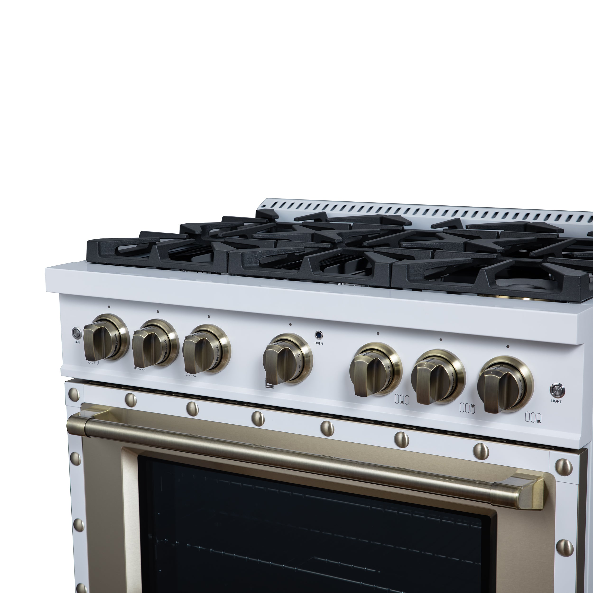 Forno Valente 36 in. 5.2 Cu.ft. White Gas Range with 6 Sealed Burners and Air Fry | FFSGS6299-36CPWHT