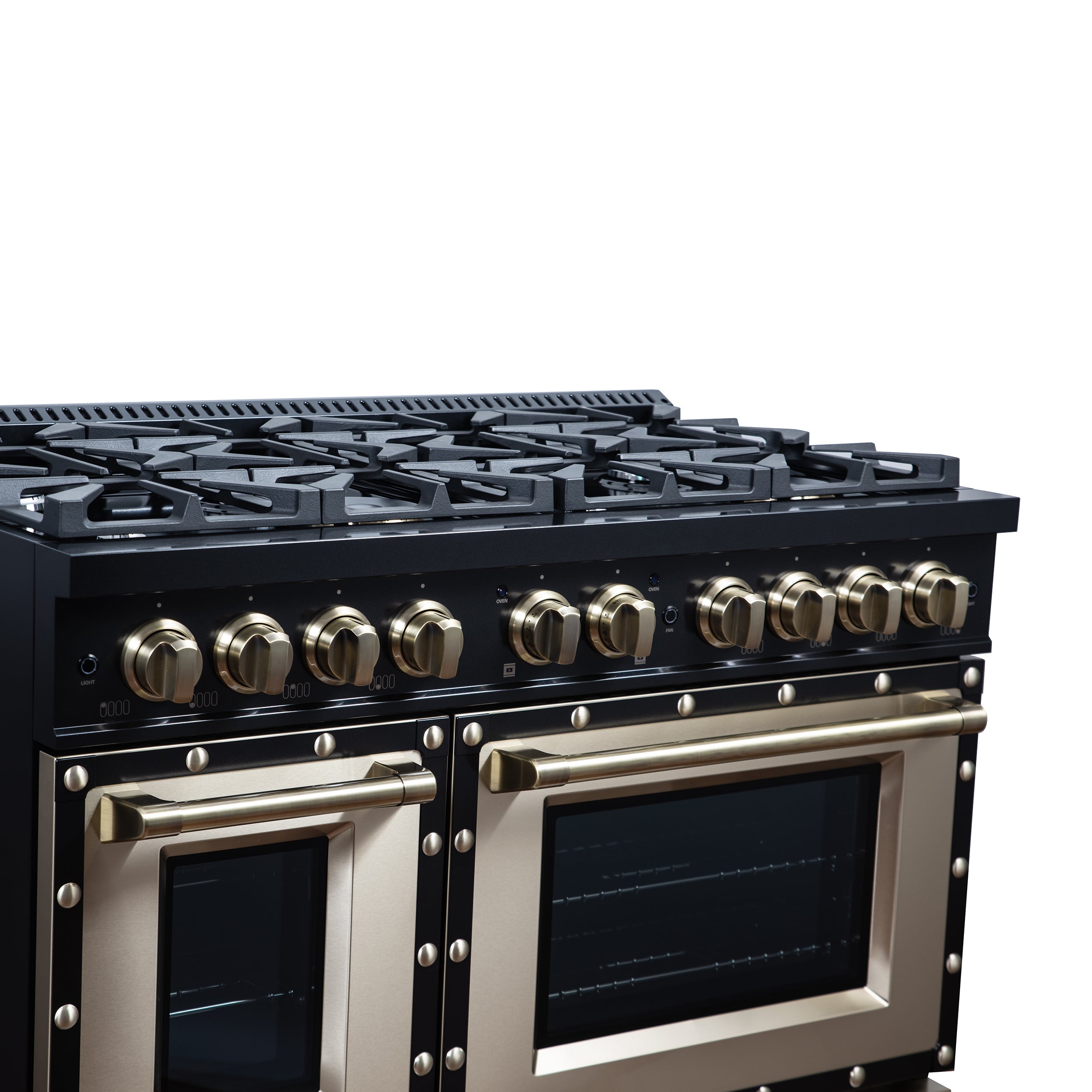 Forno Valente 48 in. 6.7 Cu.ft. Black Gas Range with 8 Sealed Burners and Air Fry | FFSGS6299-48CPBLK