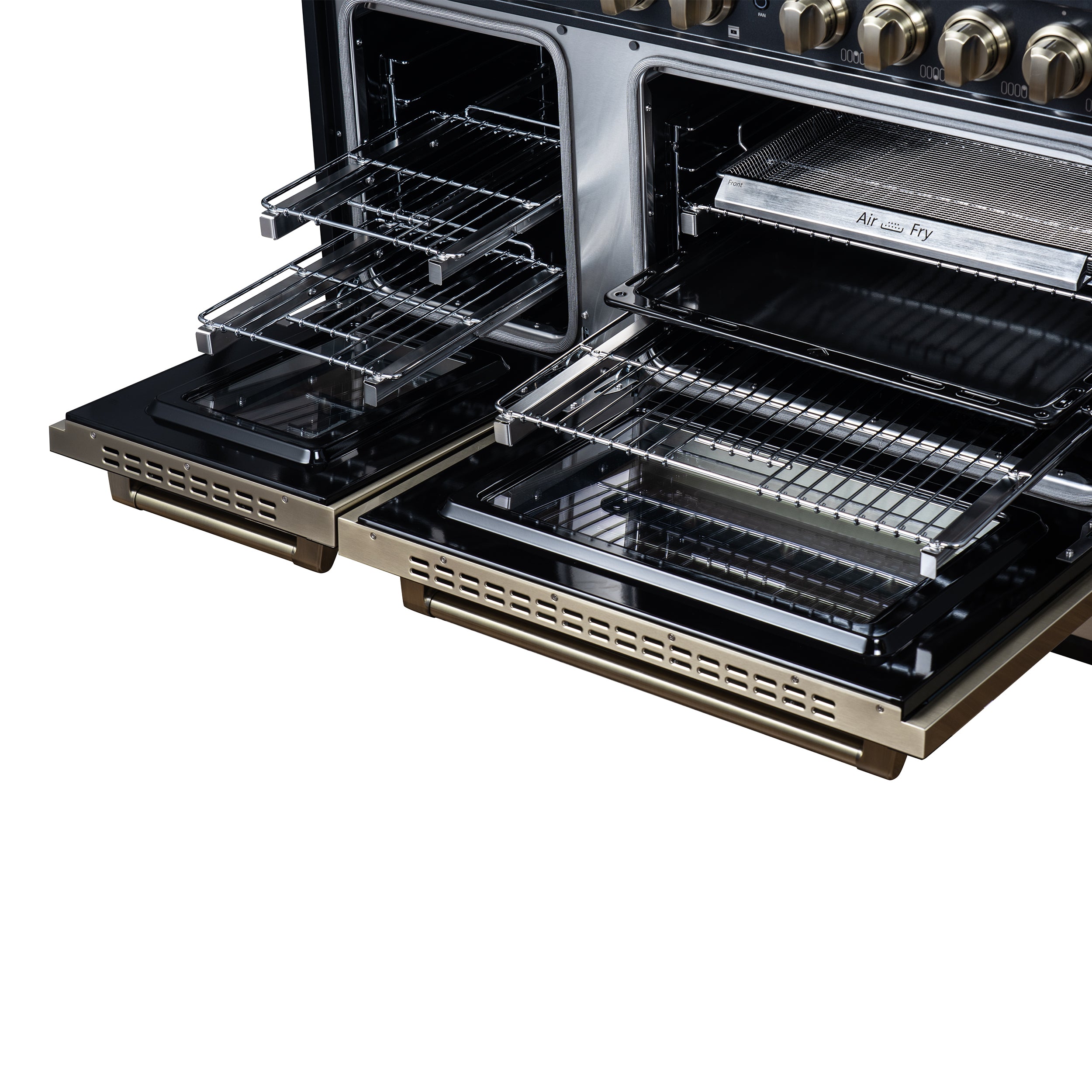 Forno Valente 48 in. 6.7 Cu.ft. Black Gas Range with 8 Sealed Burners and Air Fry | FFSGS6299-48CPBLK