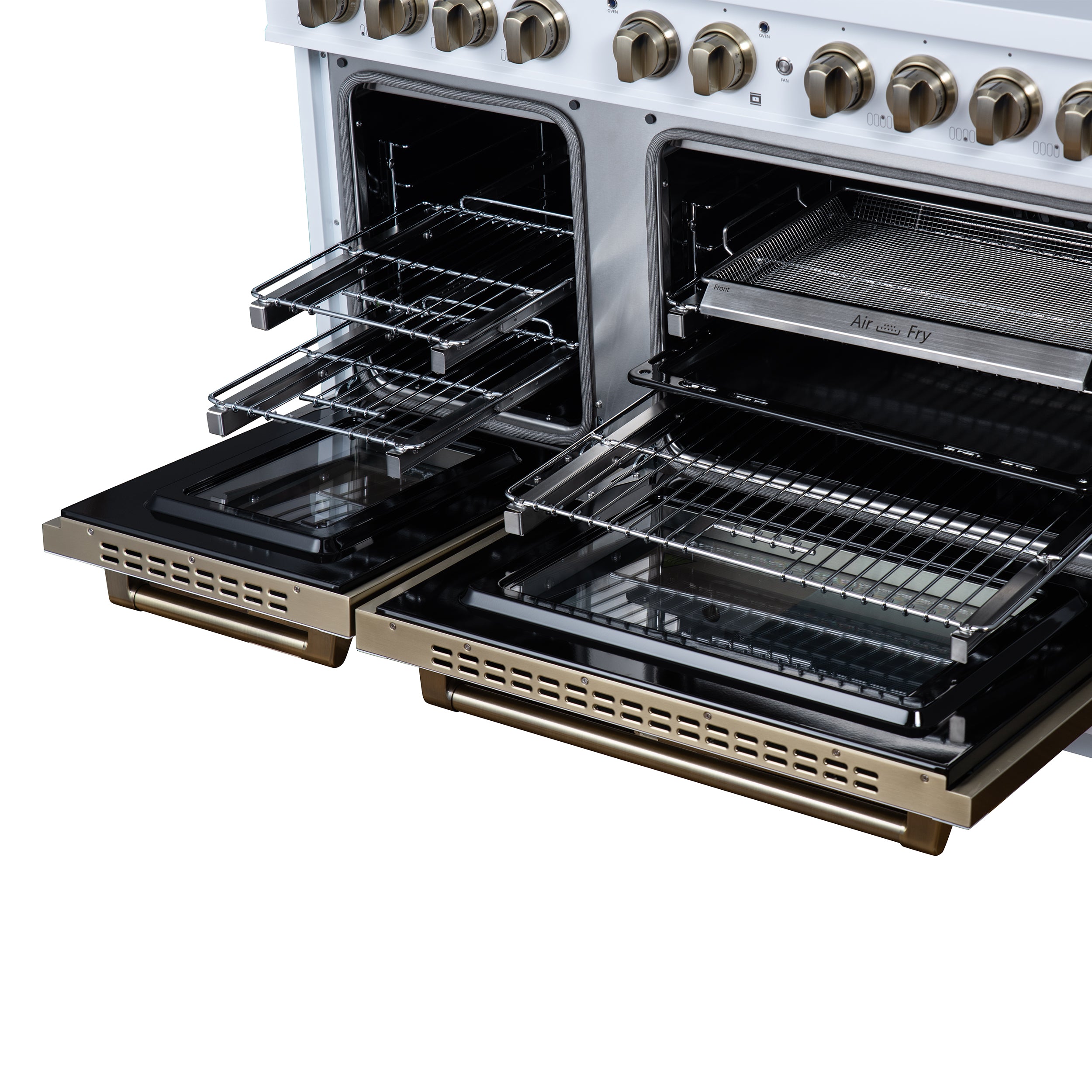 Forno Valente 48 in. 6.7 Cu.ft. White Gas Range with 8 Sealed Burners and Air Fry | FFSGS6299-48CPWHT