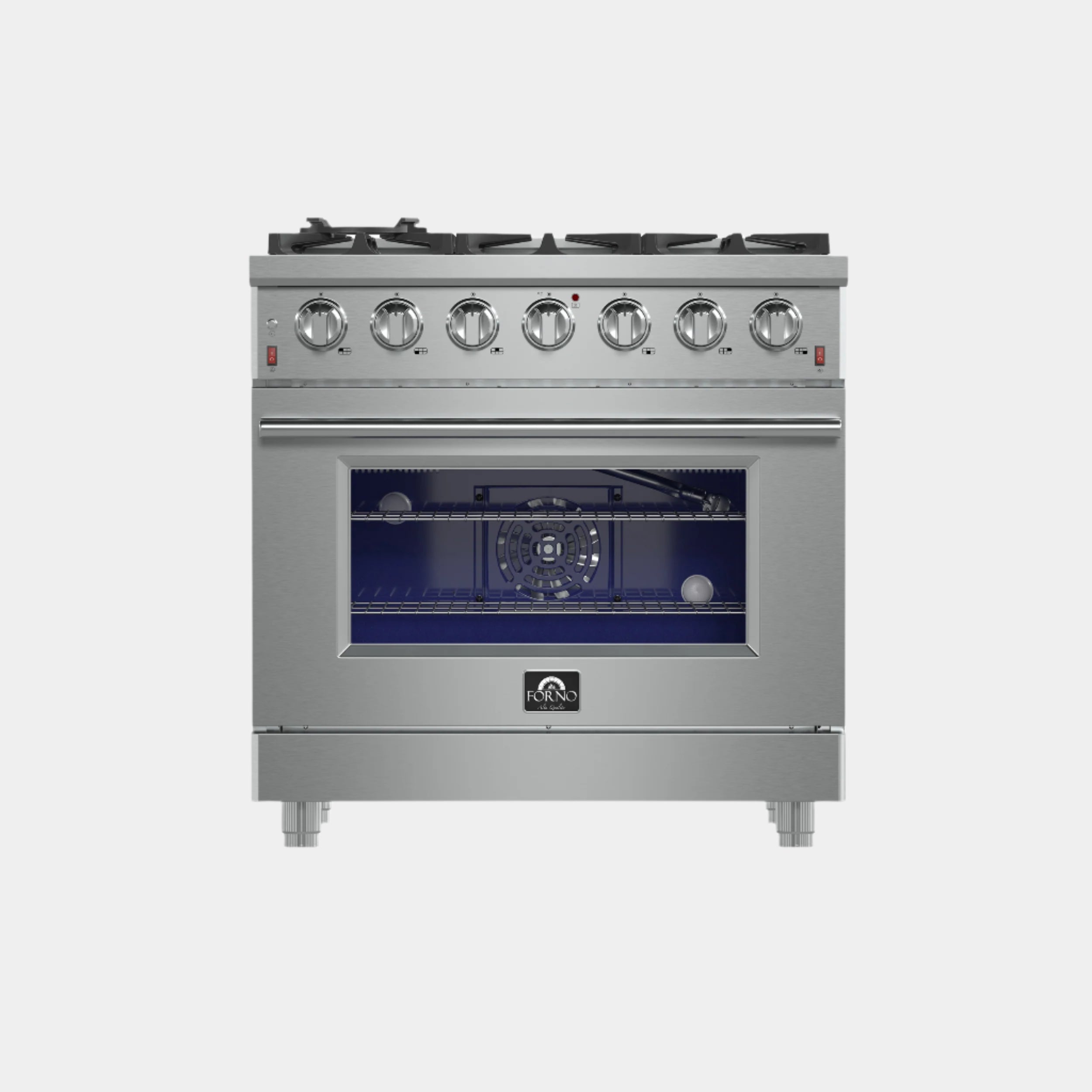 Forno Massimo 36-Inch Freestanding Gas Range, 6 Sealed Burners, Convection Oven, Energy Efficient