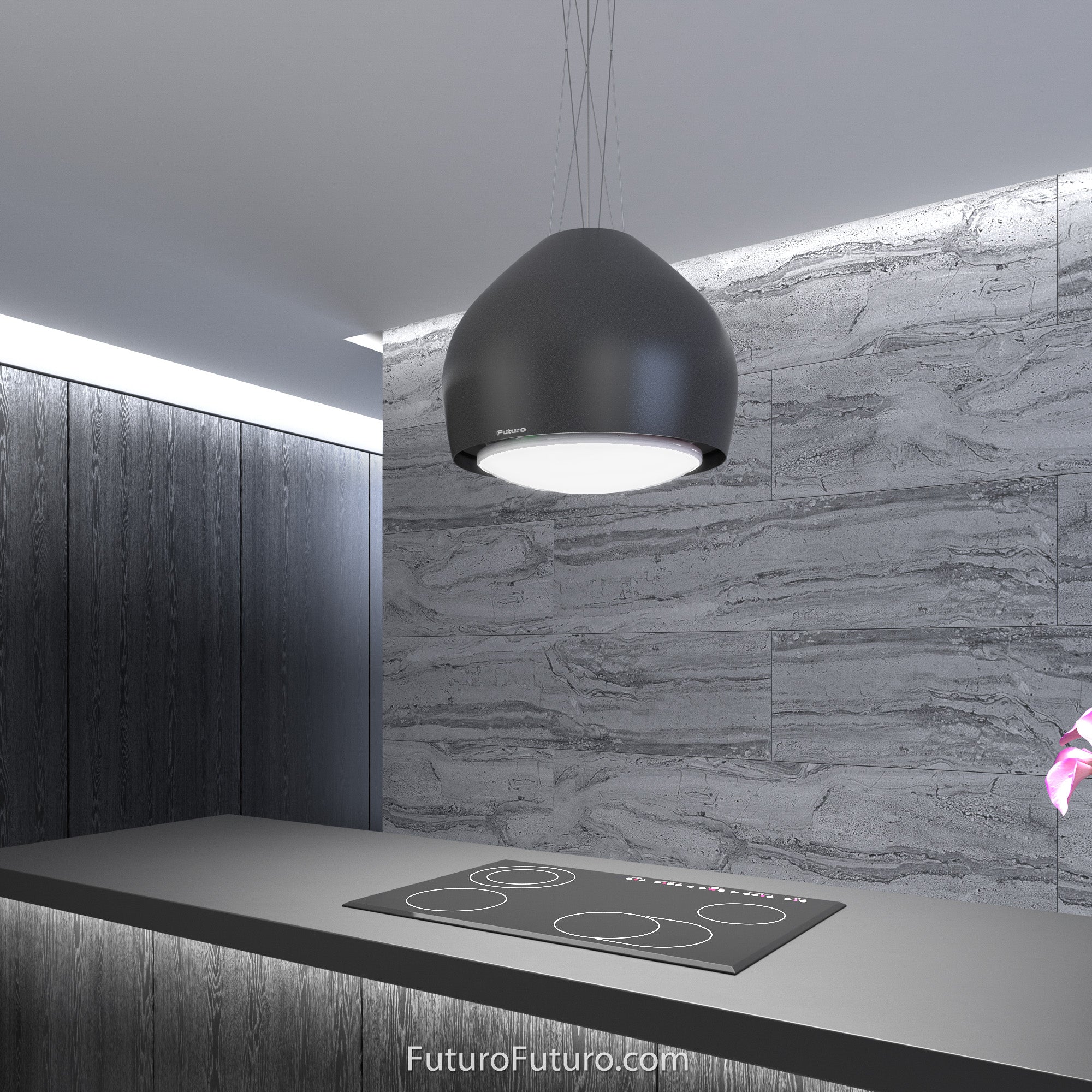 Futuro Dome 21 in. 940 CFM Black Island Mount Range Hood | IS21DOME-BLK