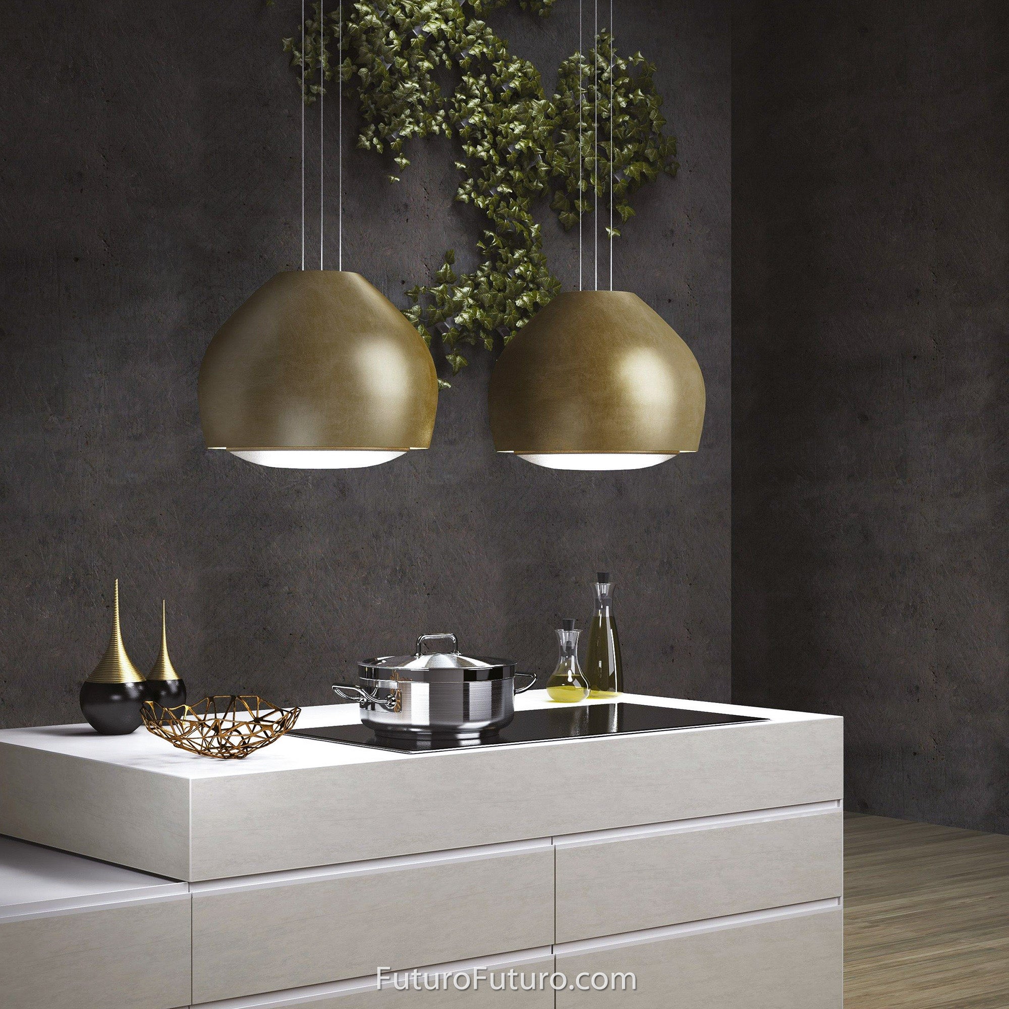 Futuro Dome 21 in. 940 CFM Brass Island Mount Range Hood | IS21DOME-BRS