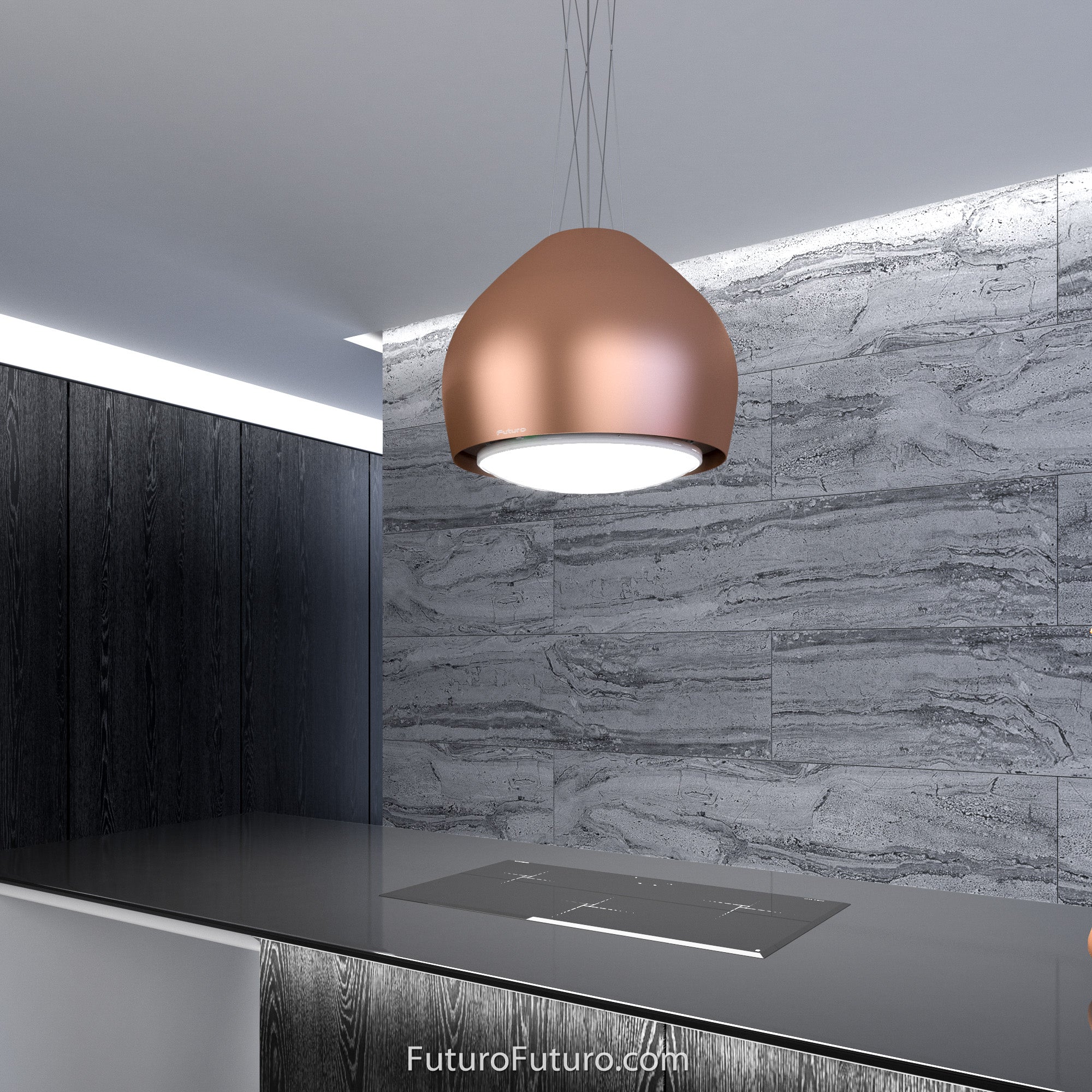 Futuro Dome 21 in. 940 CFM Copper Island Mount Range Hood | IS21DOME-CR