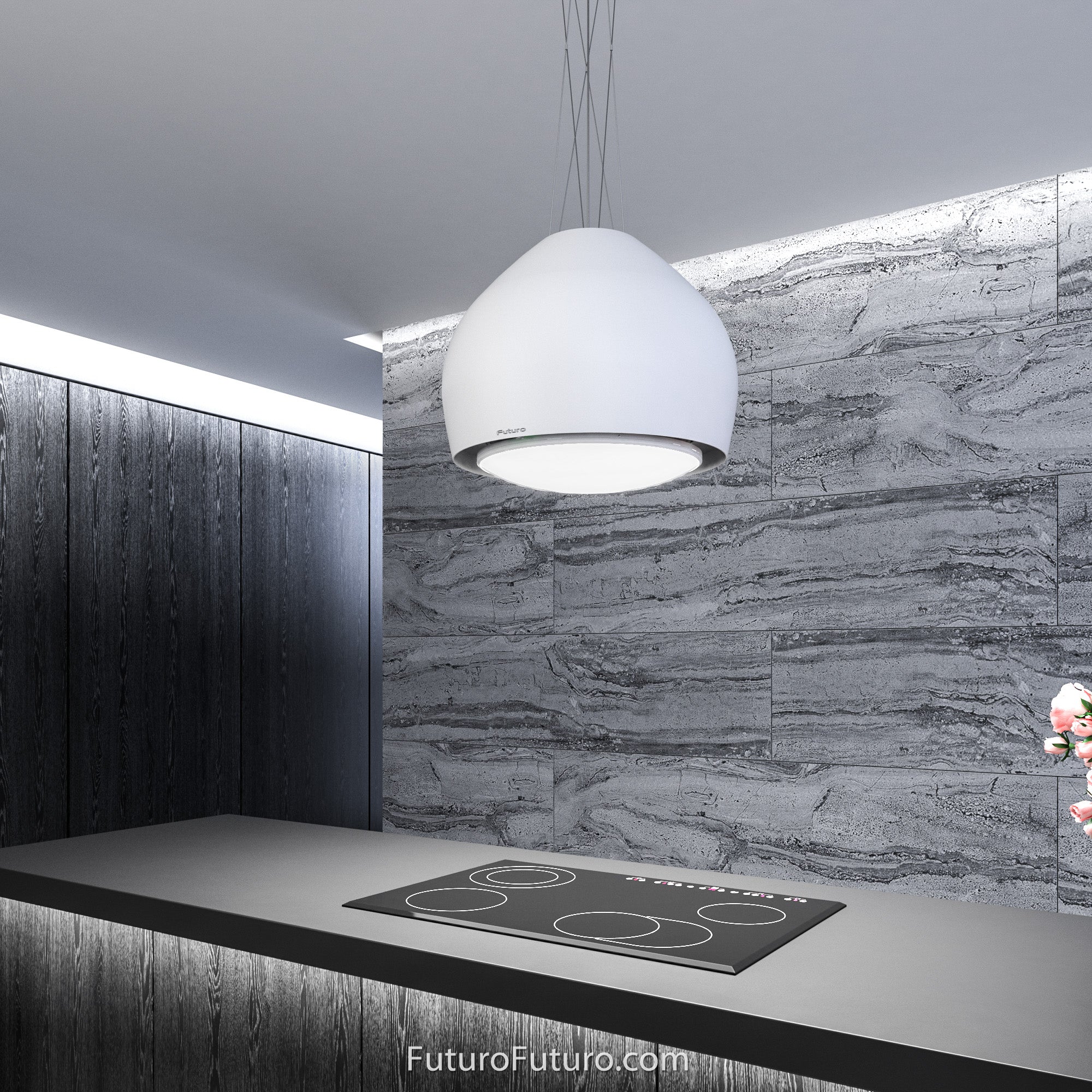 Futuro Dome 21 in. 940 CFM White Island Mount Range Hood | IS21DOME-WHT