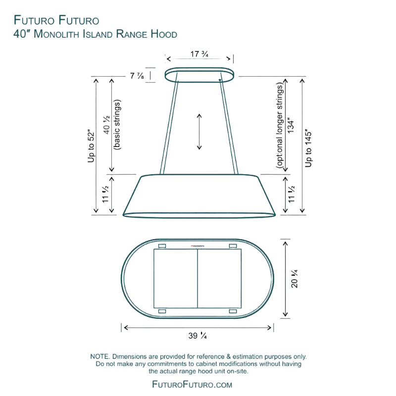 Futuro Monolith 40 in. 940 CFM Gray Island Mount Range Hood | IS40MONOLITH