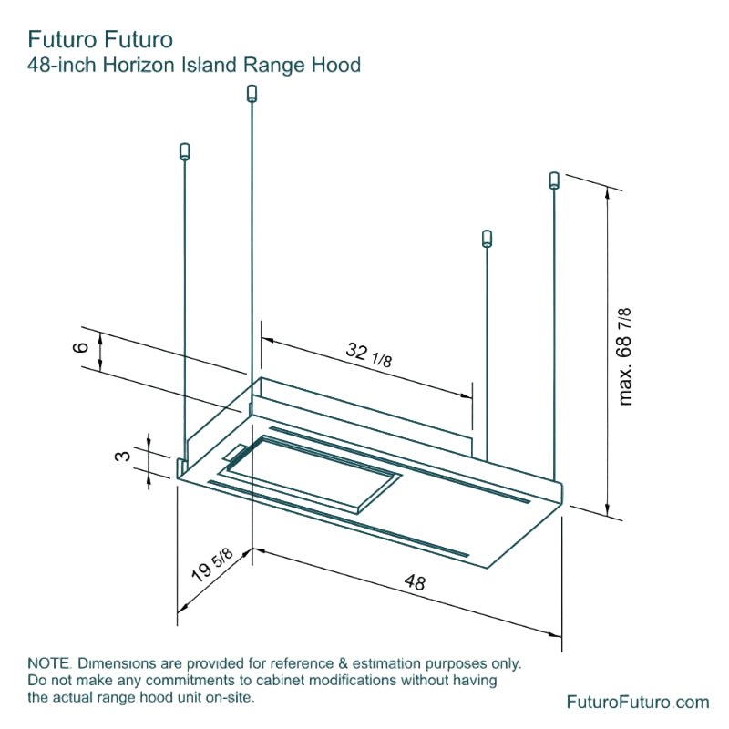 Futuro Horizon 48 in. 940 CFM Black Island Mount Range Hood | IS48HORIZON-BLK