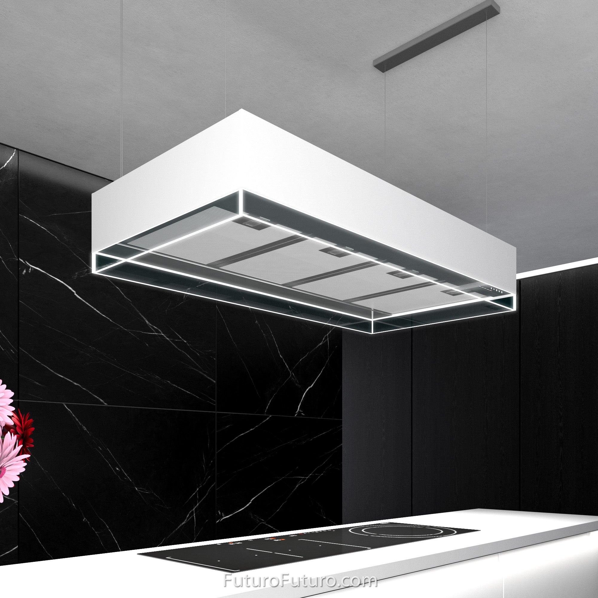 Futuro Perimeter 48 in. 940 CFM White Island Mount Range Hood | IS48PERIMETER-WHT