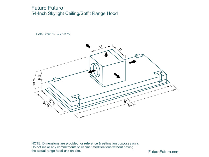 Futuro Skylight 54 in. 940 CFM Stainless Steel Ceiling Mount Range Hood | IS54SKYLIGHT