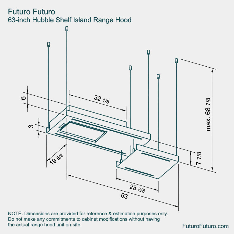 Futuro Horizon Shelf 63 in. 940 CFM Black Island Mount Range Hood | IS63HORIZON-SHELF