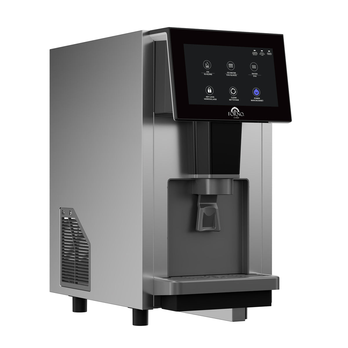 Fresco 14 Inch Countertop Ice Maker & Dispenser, 154 lbs Chewable nugget Ice daily, Self-Clean, Touch Controls, Stainless Steel